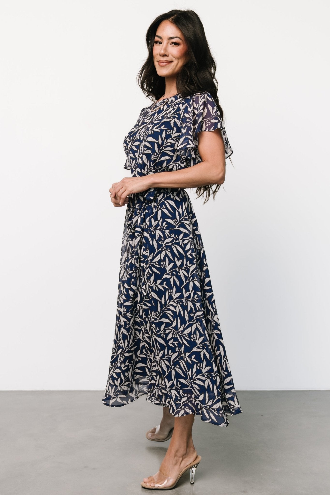 Laurel Midi Dress | Blue + Gray Floral Finishline Online