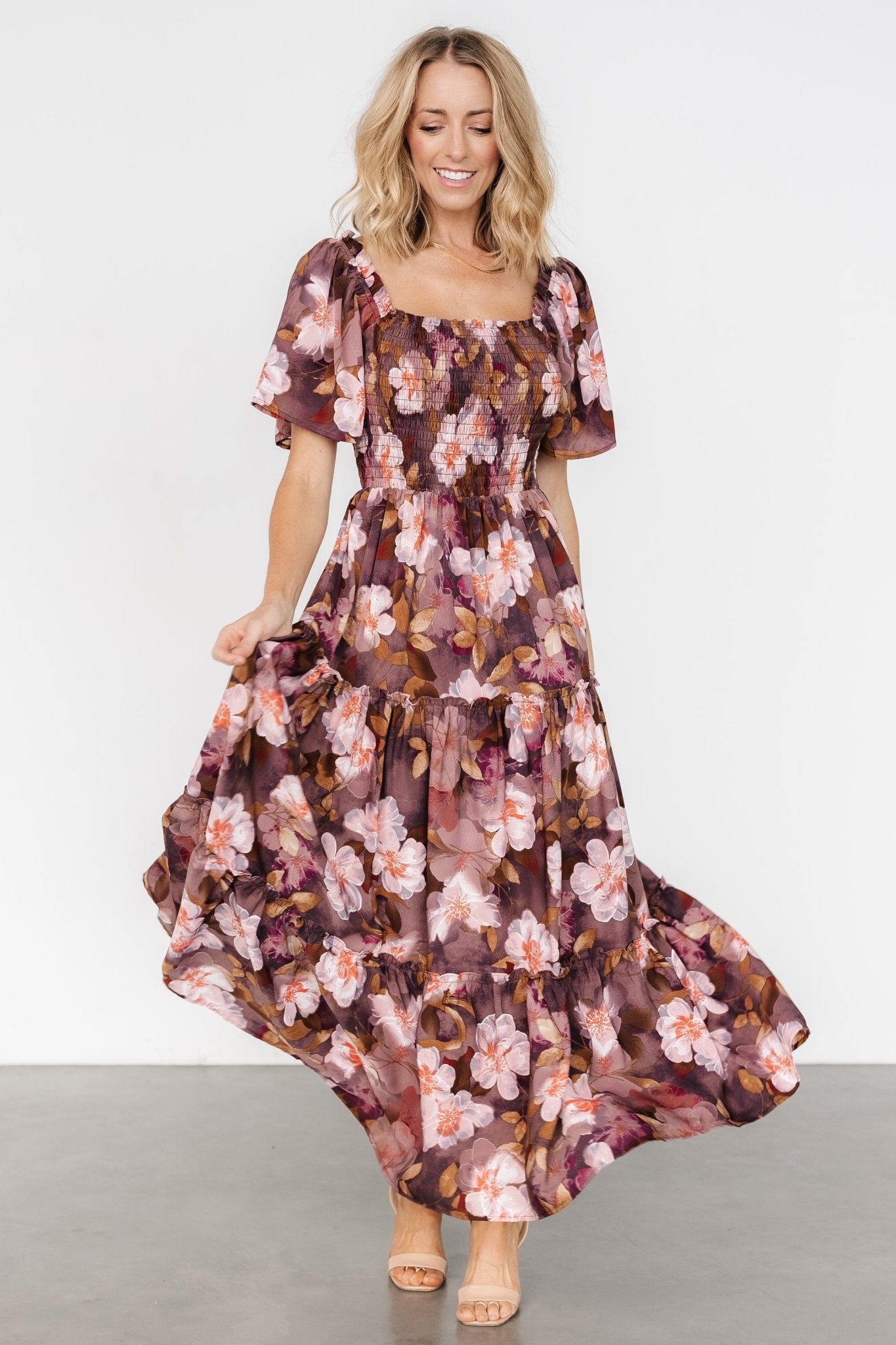 Southampton Smocked Maxi Dress | Brown Floral Buy Cheap Wiki