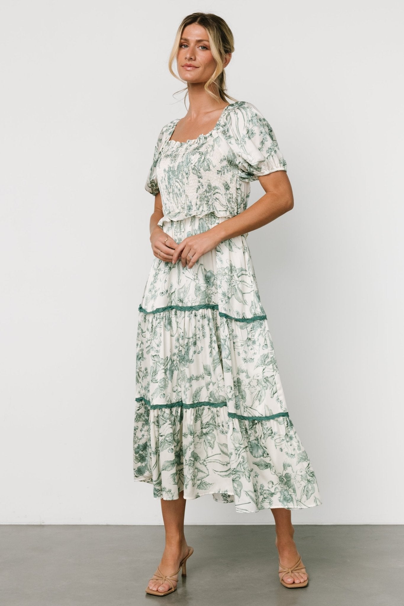 Ruthie Tiered Midi Dress | Green Print Cheap Sale Looking For