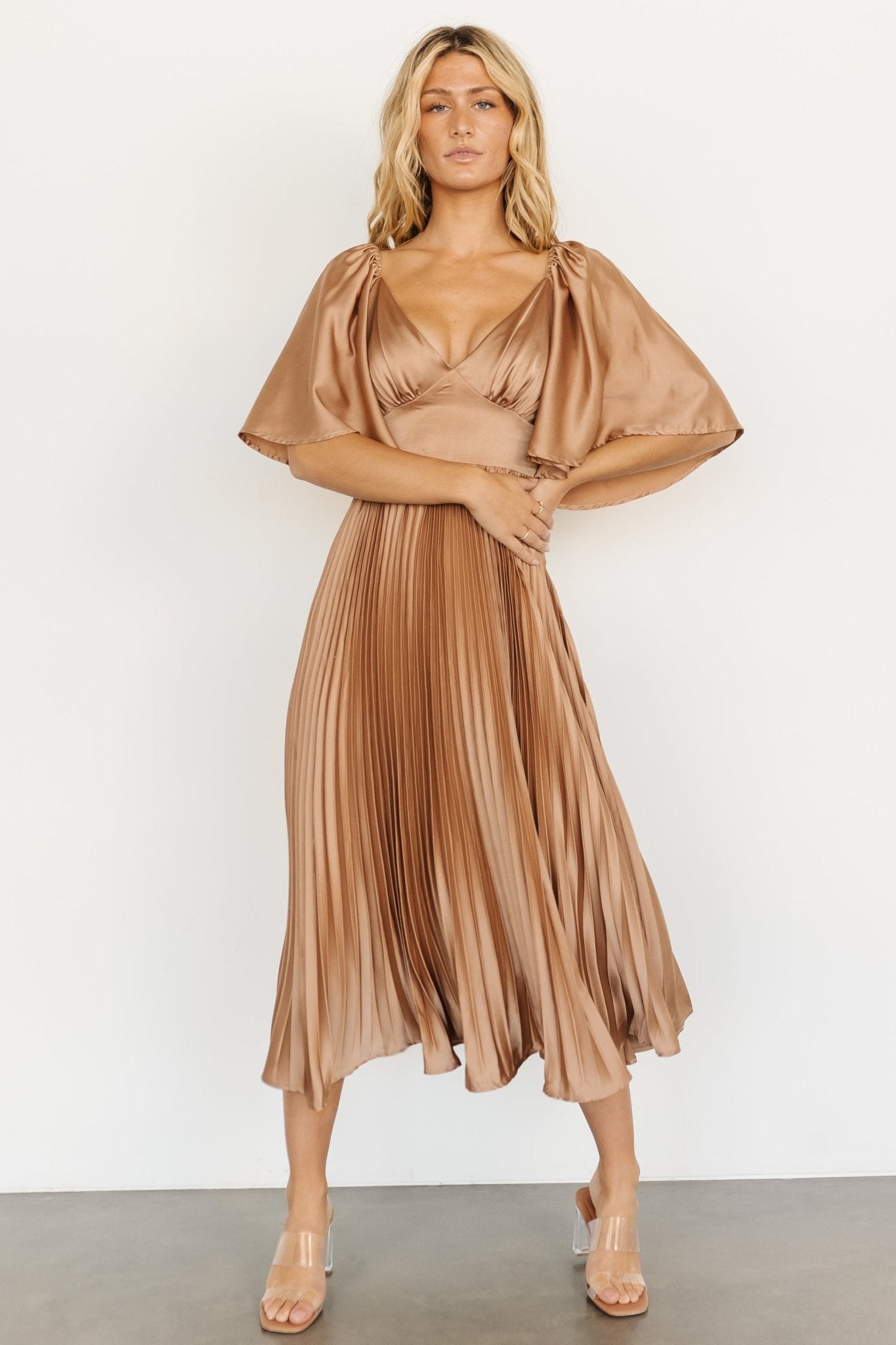 Aubree Pleated Dress | Champagne Sale Amazon