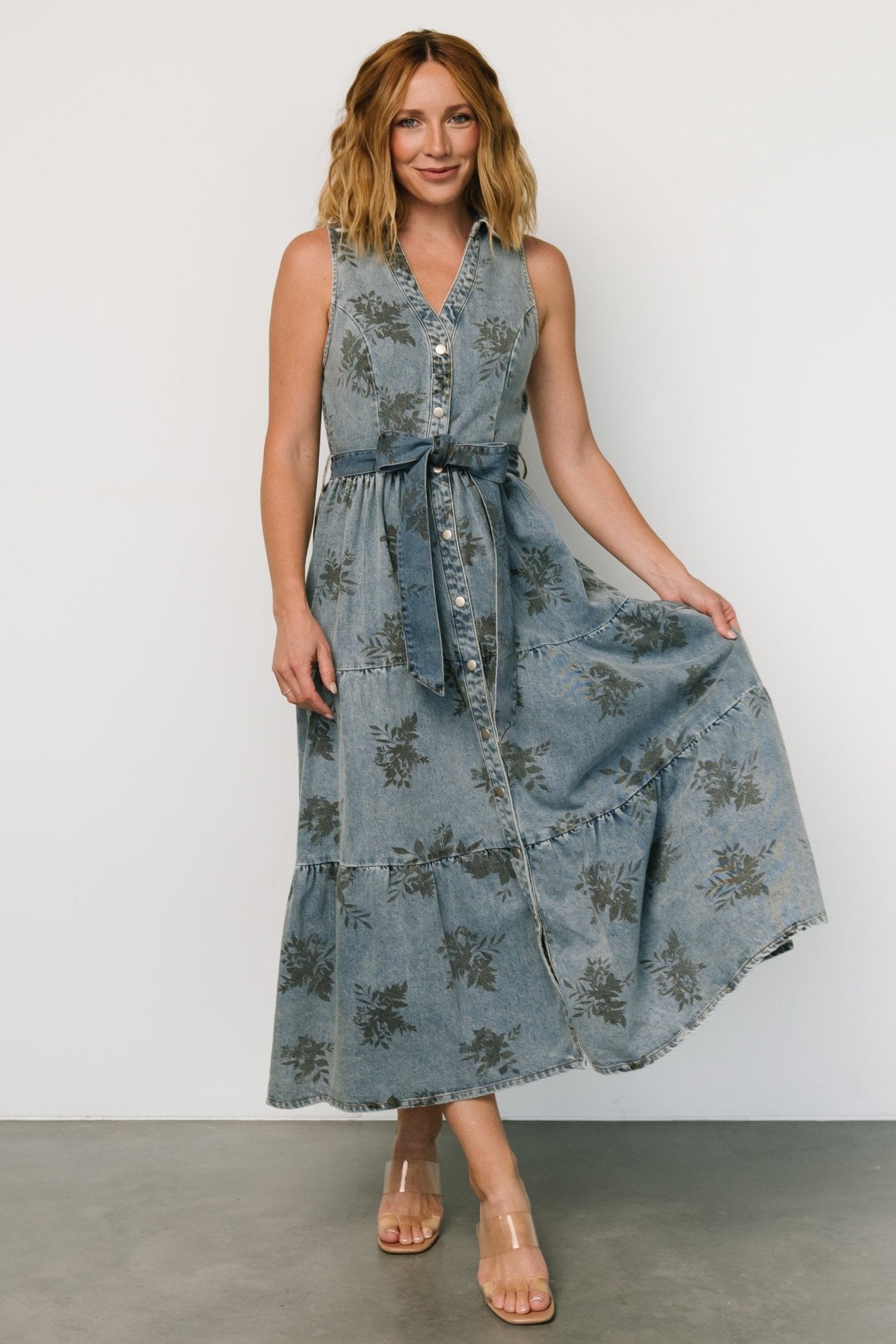 Bernadette Sleeveless Denim Dress | Washed Blue Cheap Sale Best Wholesale