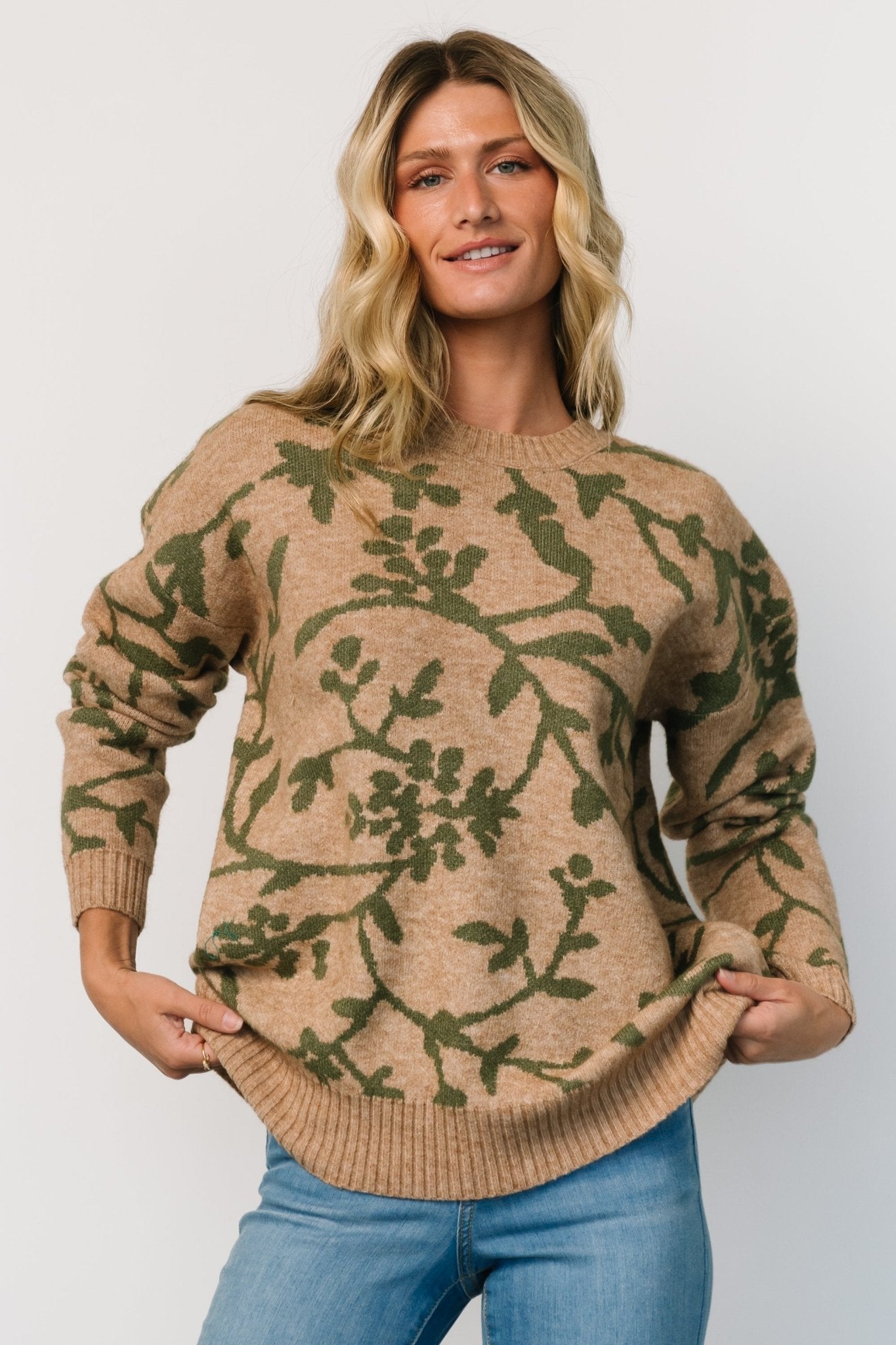 Hallstatt Sweater | Camel + Green Print Footlocker Pictures Sale Online