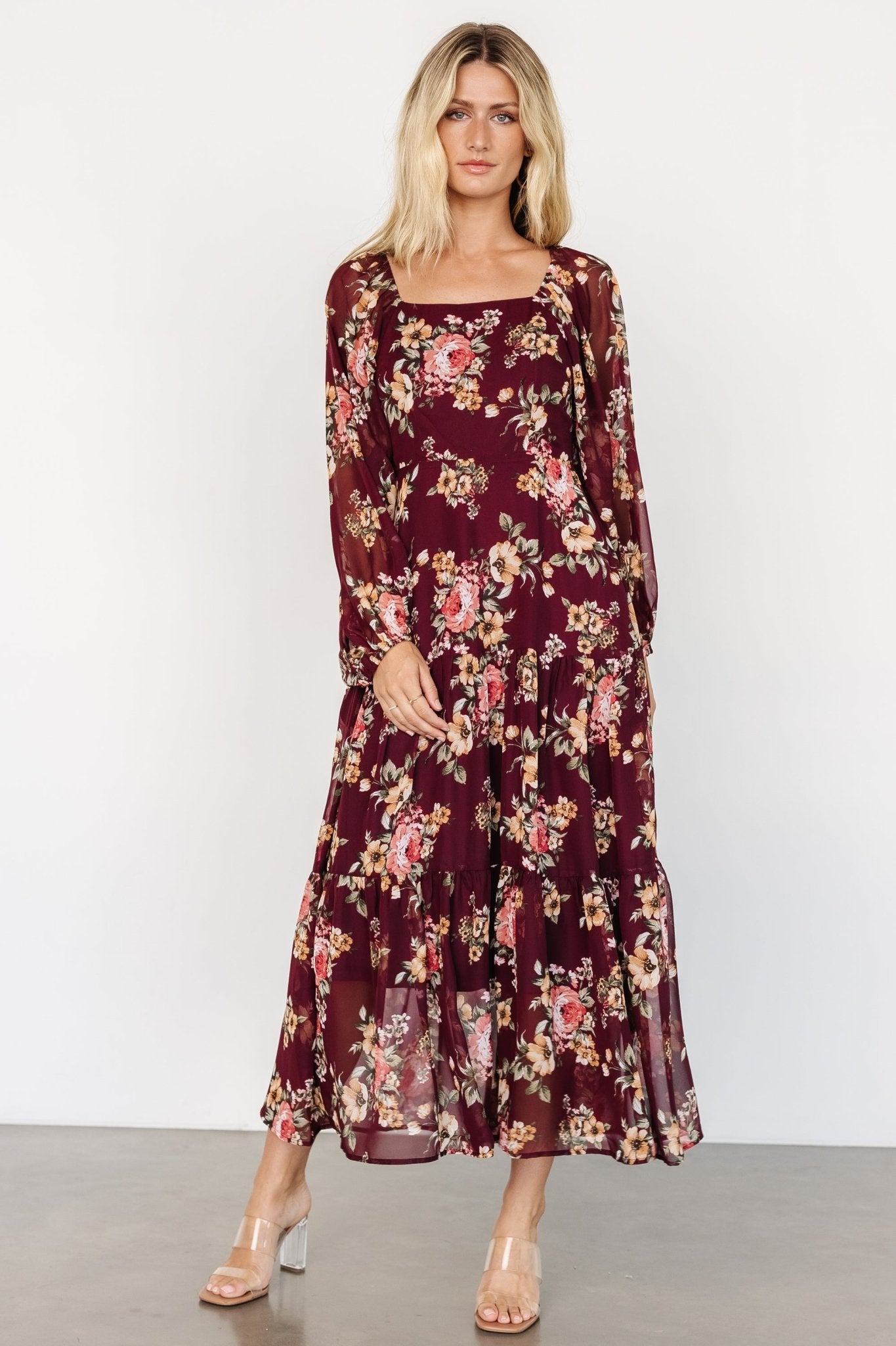 Kristy Maxi Dress | Wine Floral Cheap Online Store Manchester