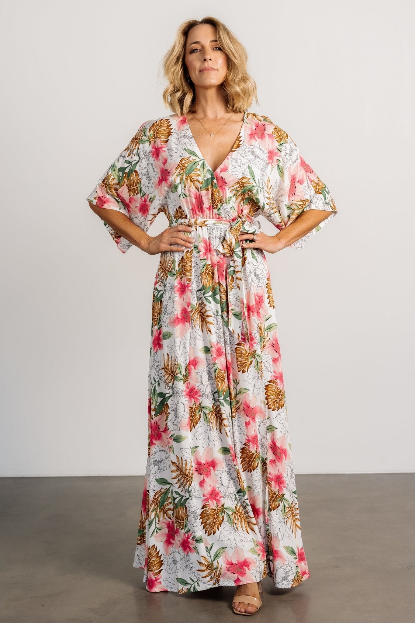 Harmonia Kimono Maxi Dress | White Multi Print Free Shipping Get Authentic