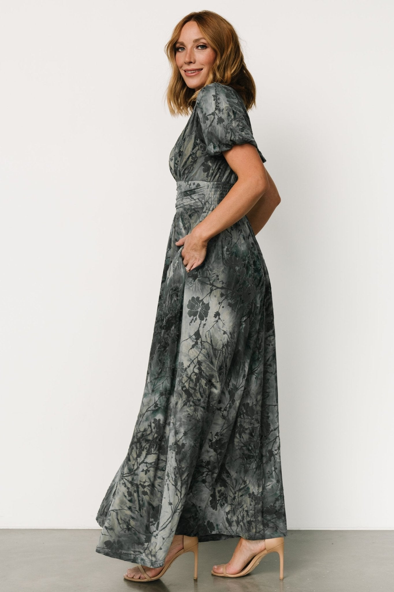 Leslie Velvet Maxi Dress | Slate Blue Outlet Factory Outlet