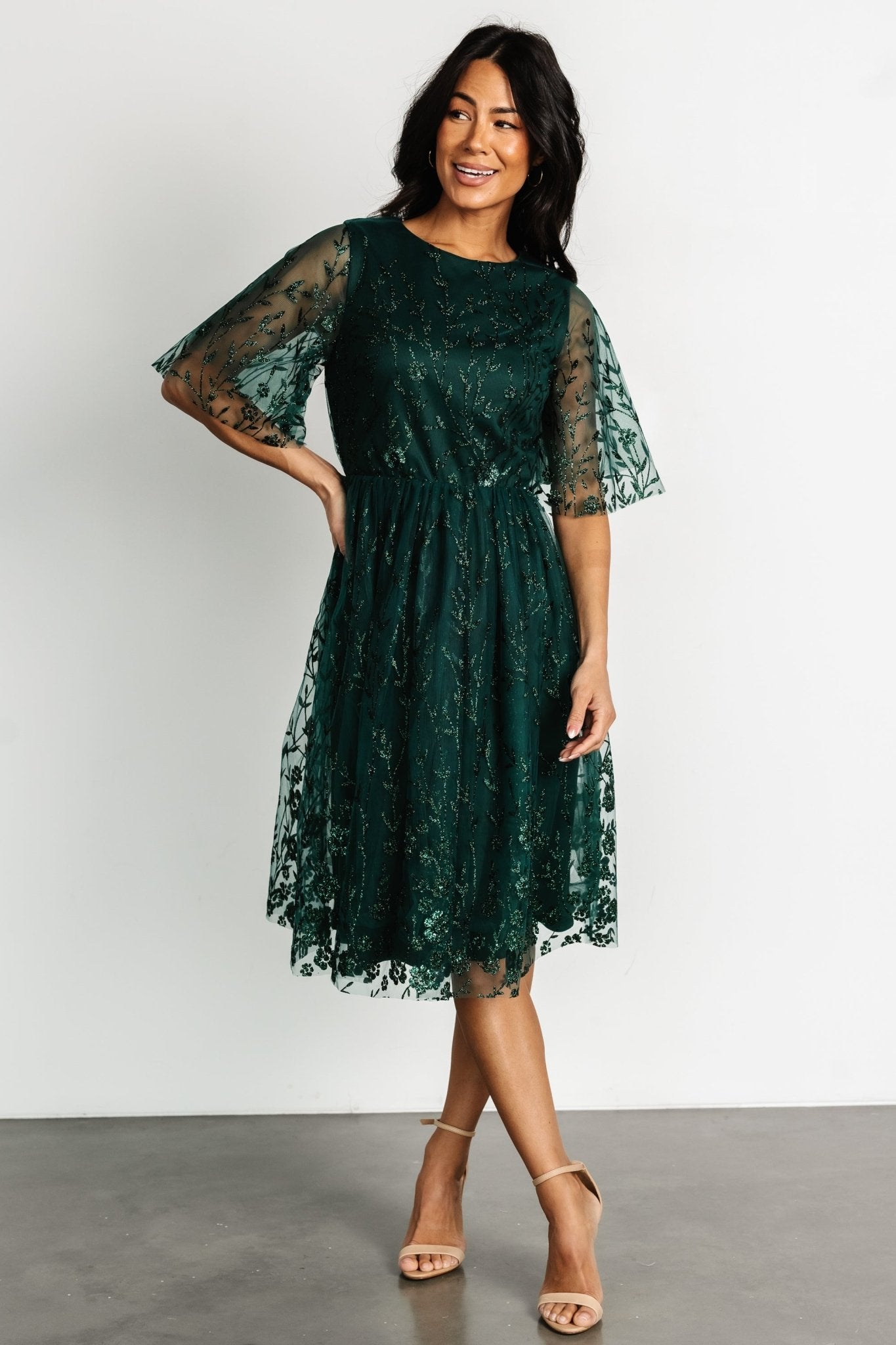 Duchess Tulle Dress | Dark Green Sparkle Outlet Online Shop