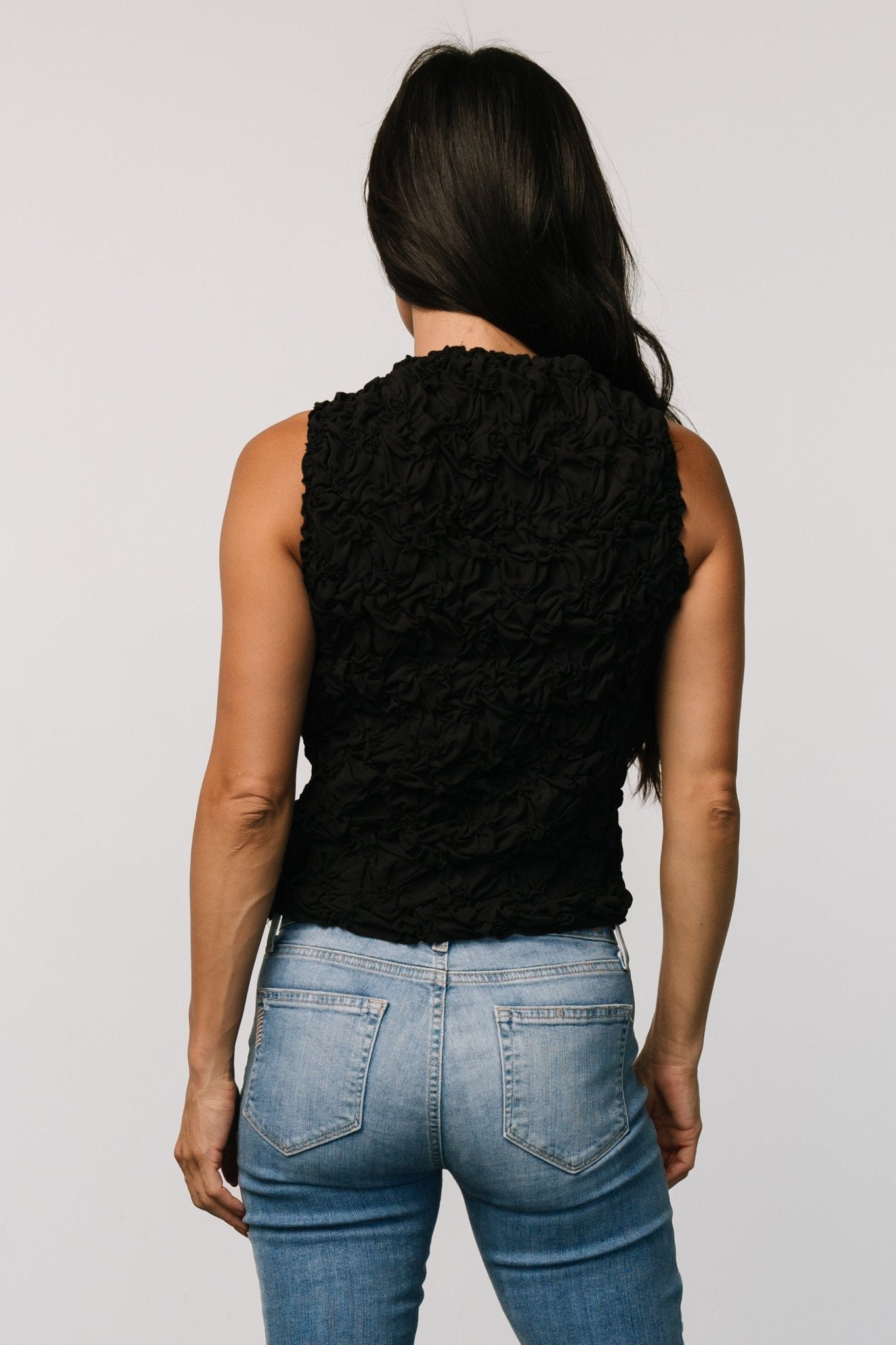 Wyn Textured Tank Top | Black Clearance Hot Sale