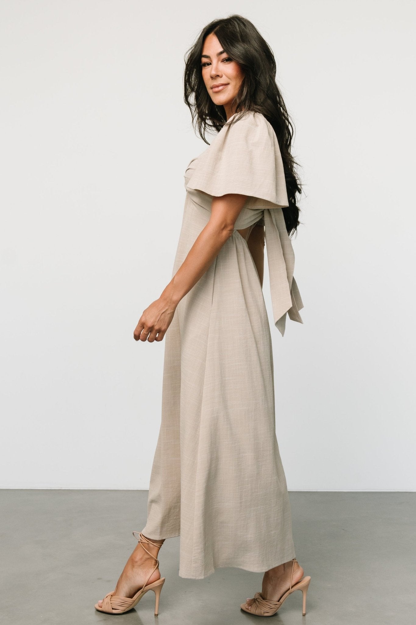 Indie Back Tie Dress | Oatmeal Pay With Visa Sale Online