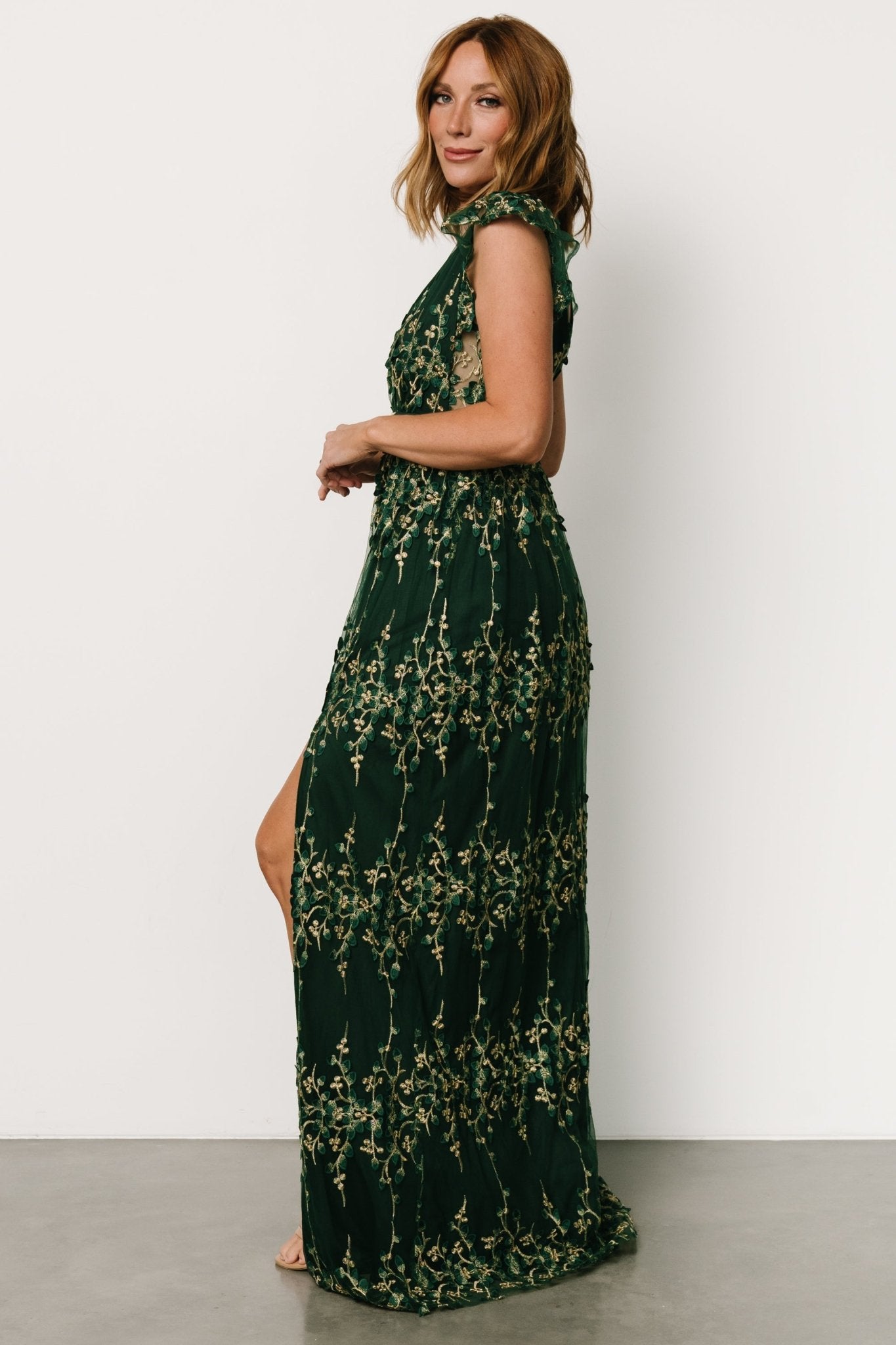 Eva Embroidered Maxi Dress | Green + Gold Where To Buy