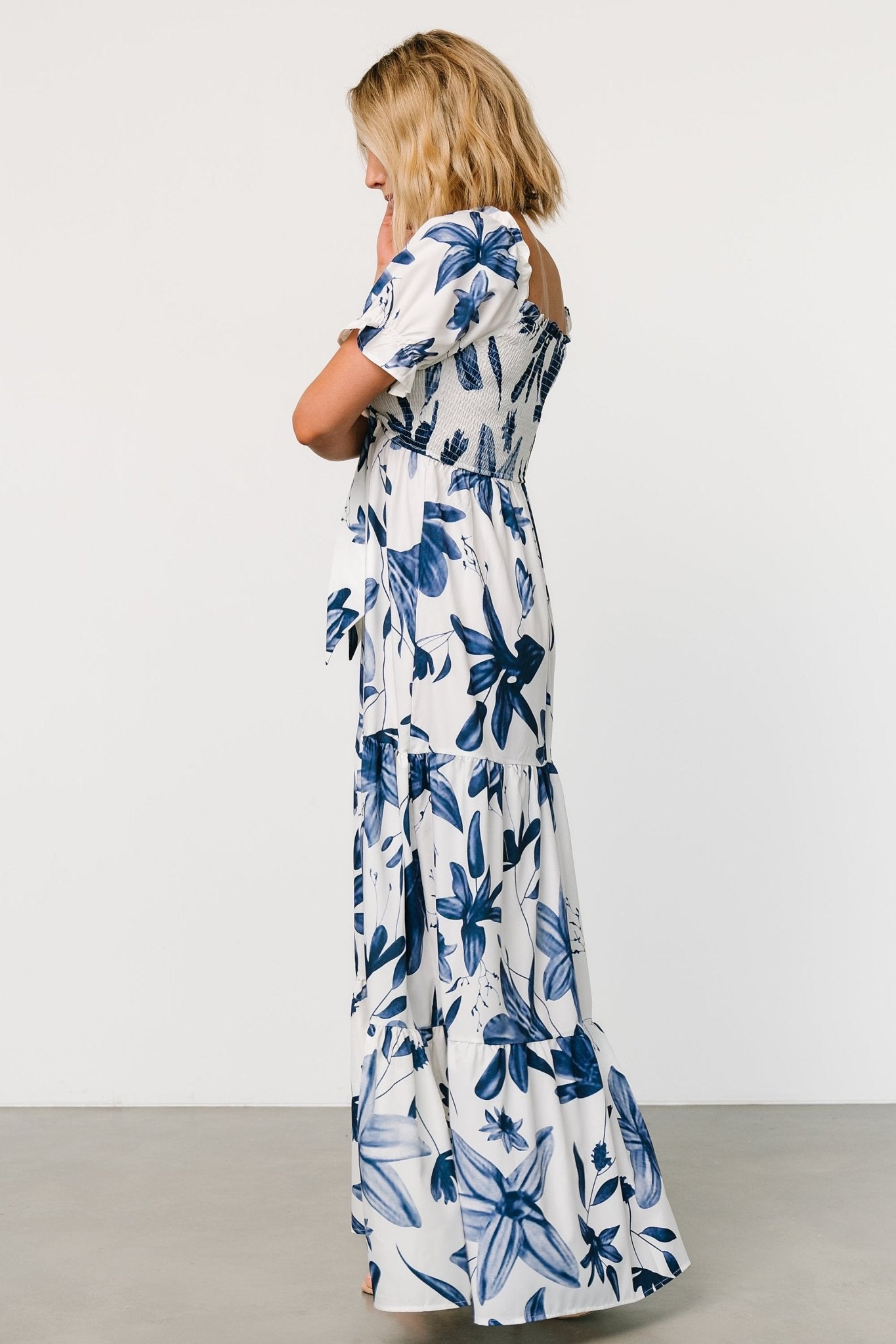 Hilaria Maxi Dress | White + Blue Cheap Get To Buy