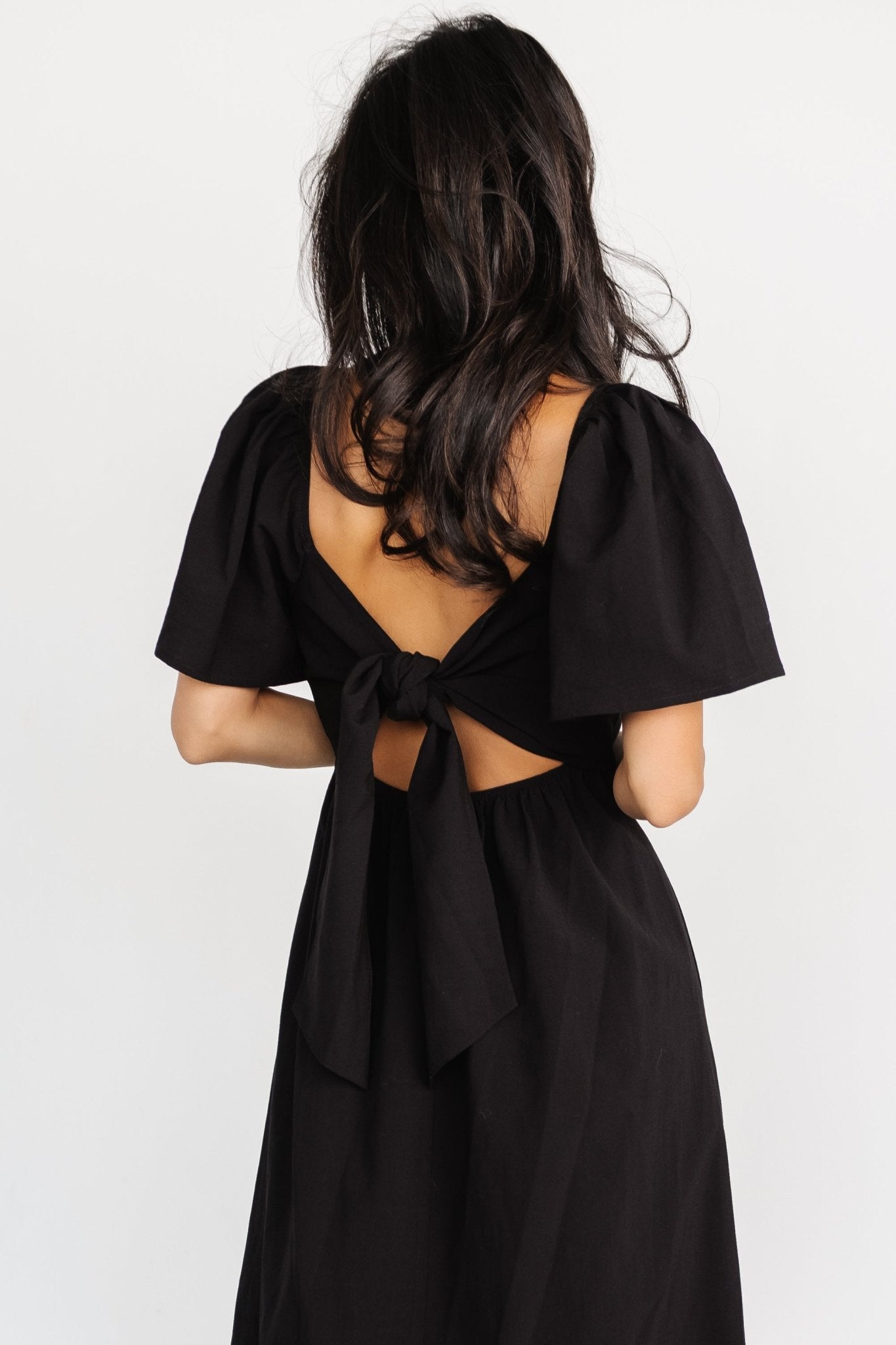 Indie Back Tie Dress | Black Discount Manchester