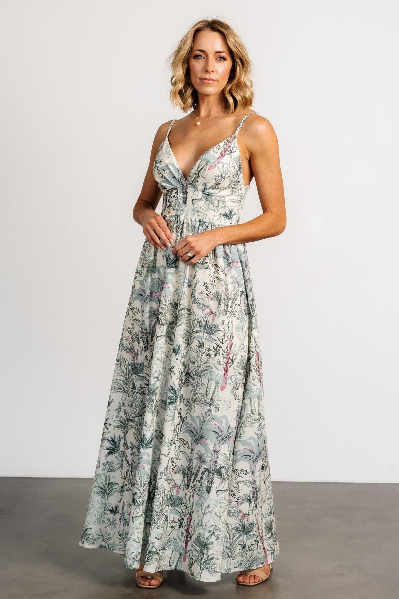 Naia Maxi Dress | Natural + Sage Print View