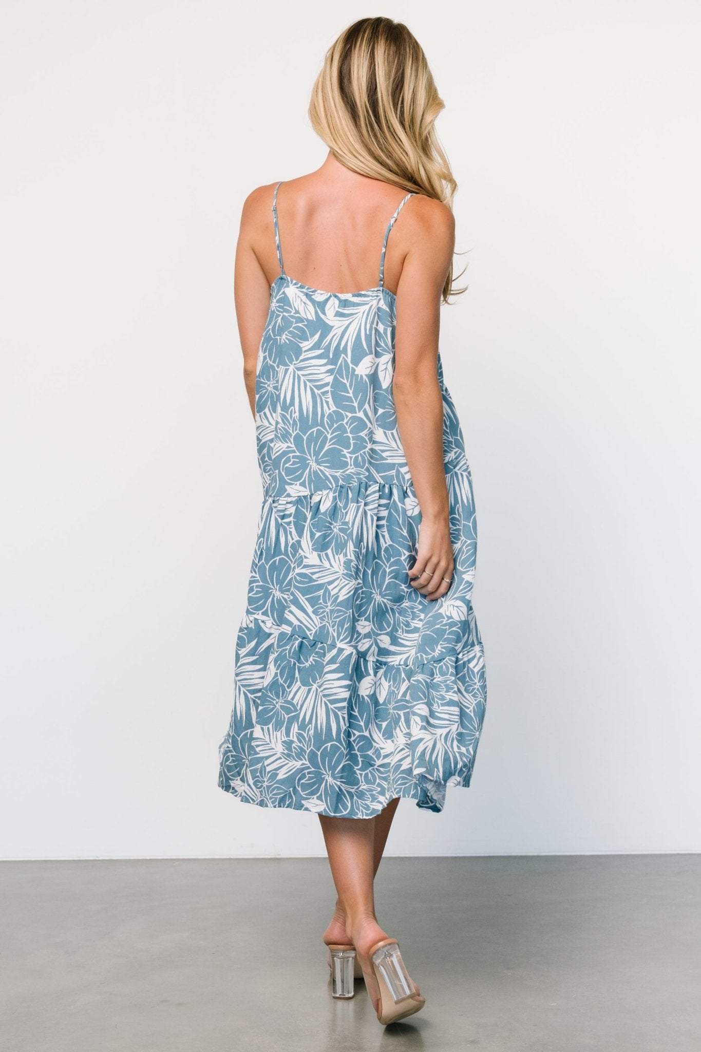 Sonora Midi Dress | Dusty Blue Print Free Shipping 100% Guaranteed