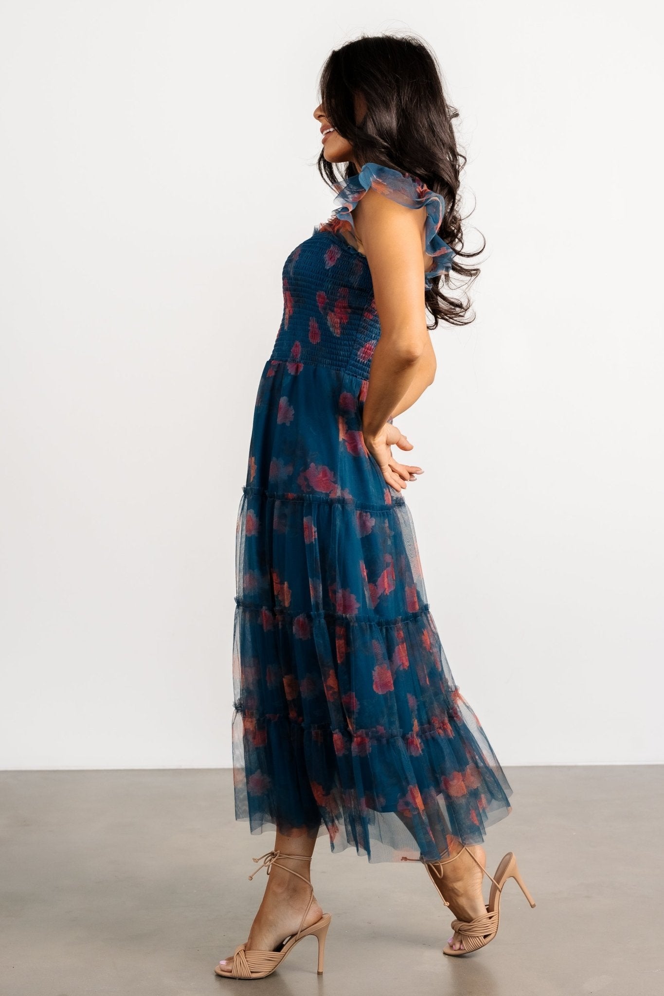 Clementine Tulle Midi Dress | Persian Blue + Rust Buy Cheap Fake