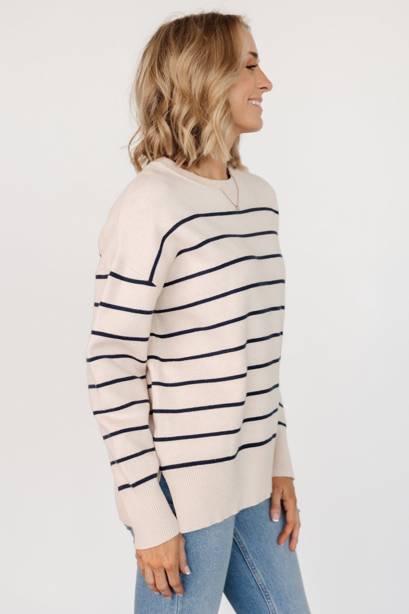 Colmar Striped Sweater | Cream + Navy Outlet 2025 Unisex