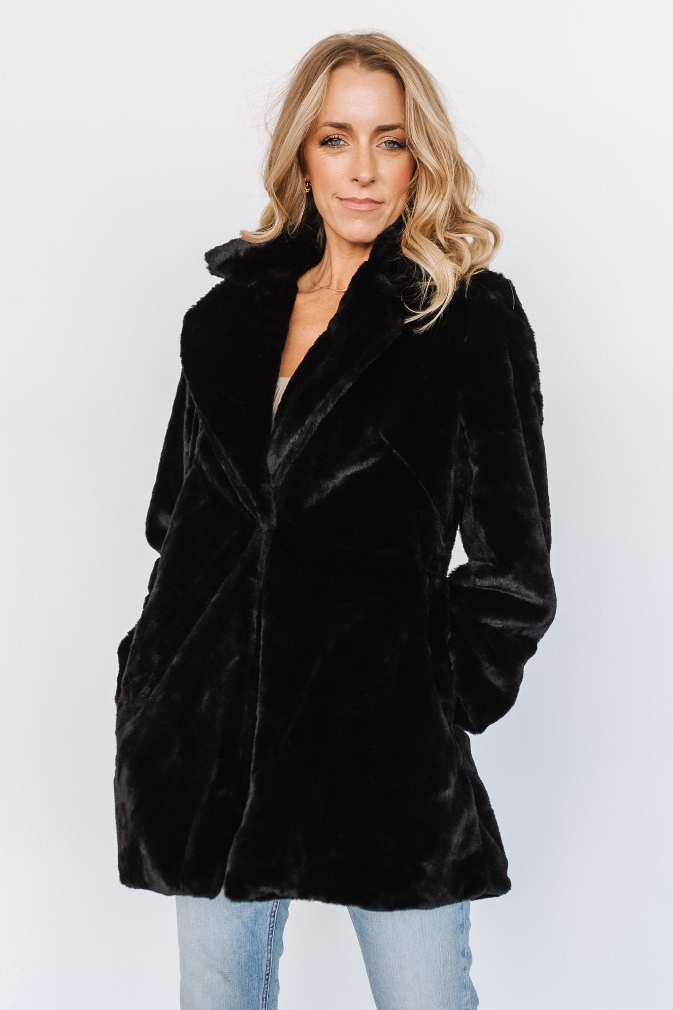 Narla Faux Fur Coat | Black Classic Cheap Pice