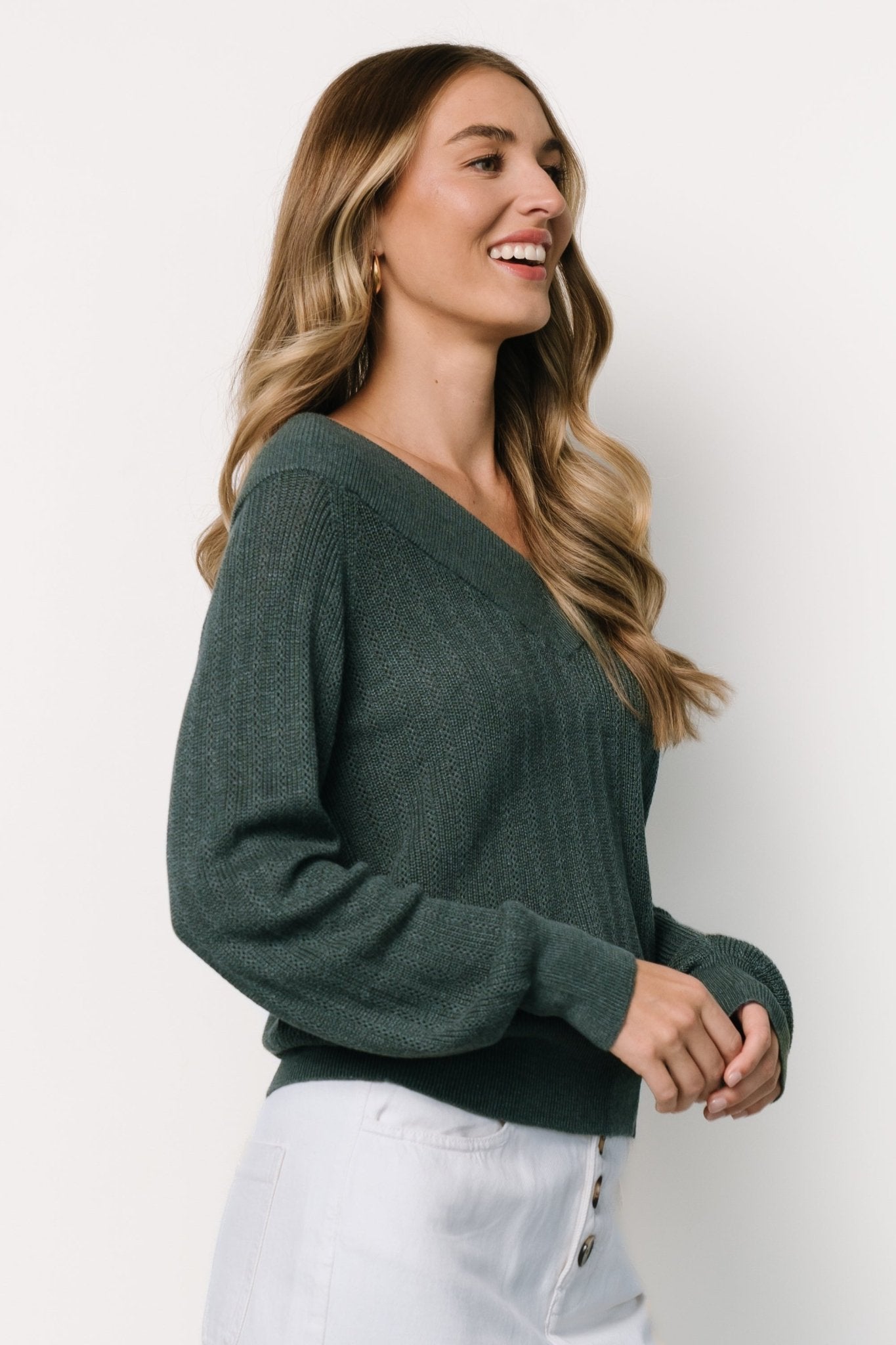 Ashby V Neck Sweater Top | Balsam Sale Official