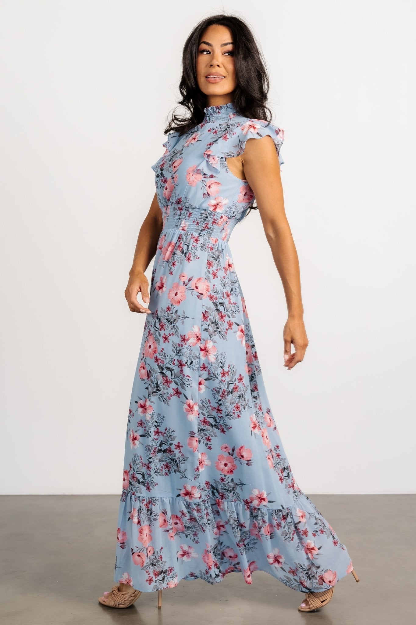 Kearny Ruffle Maxi Dress | Light Blue + Blush Sale Choice