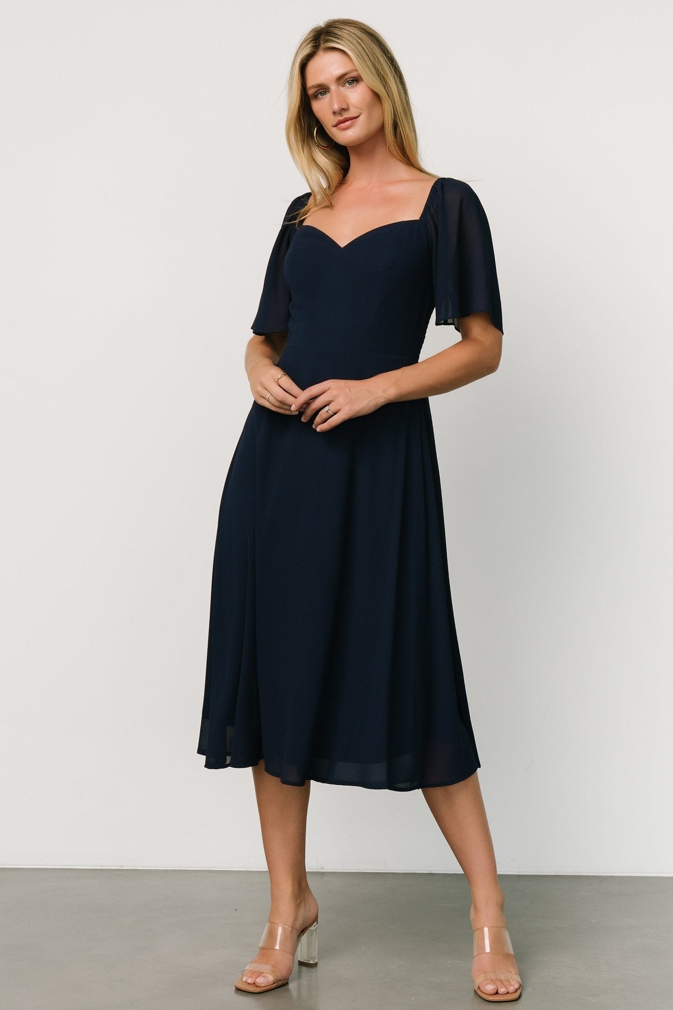 Colette Sweetheart Midi Dress | Navy Best Wholesale For Sale