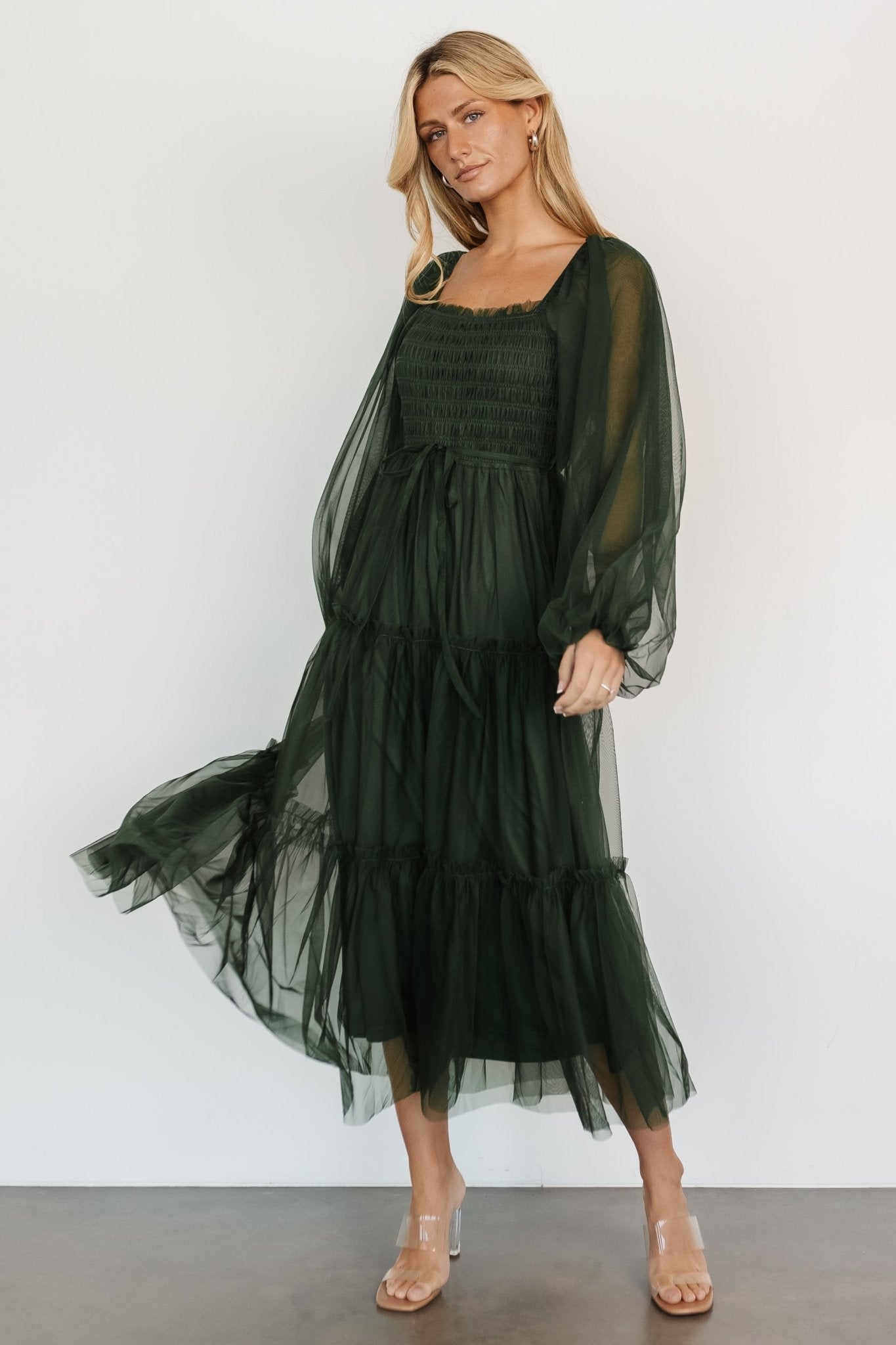 Katrina Tulle Maxi Dress | Dark Green Collections