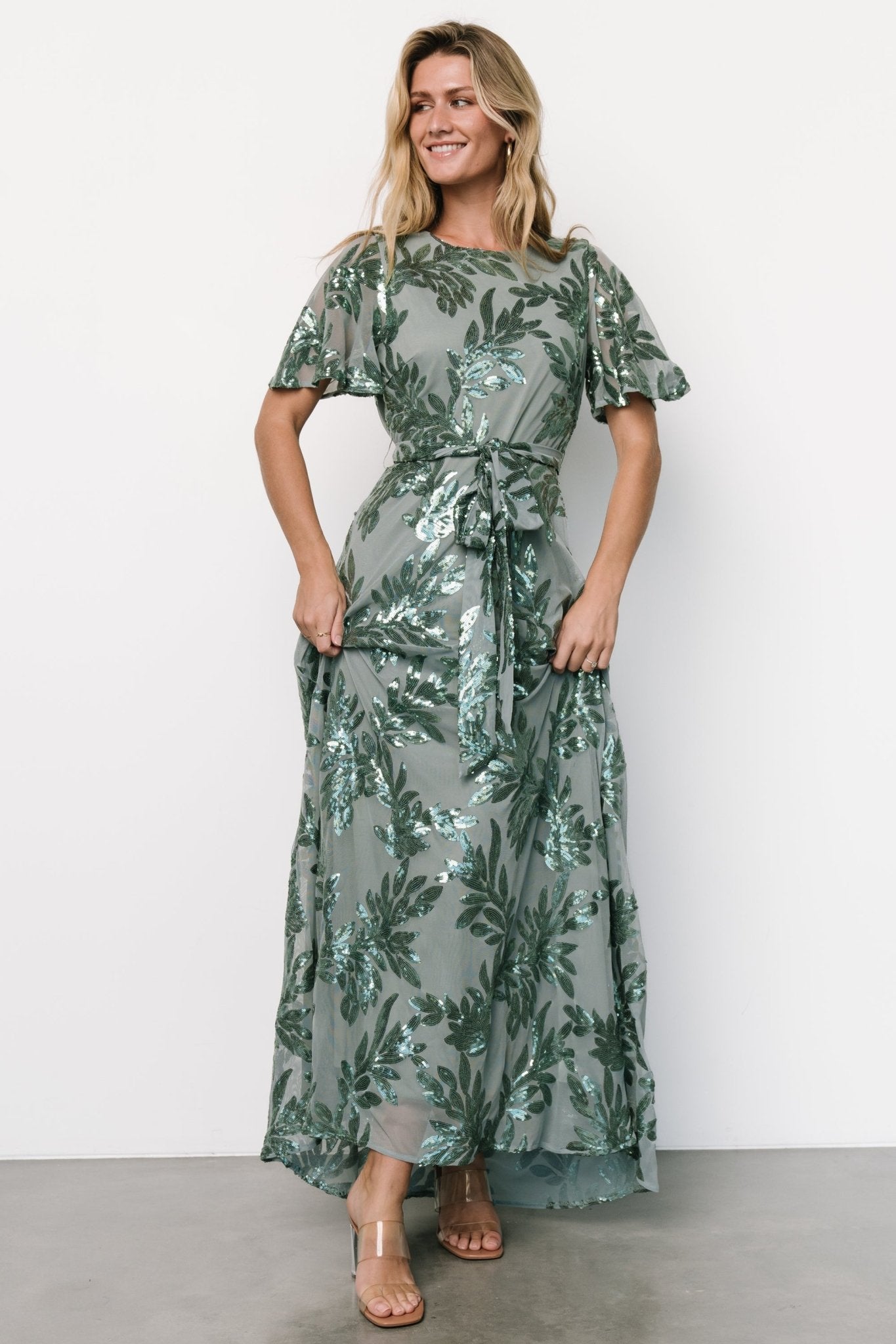 Muse Sequin Maxi Dress | Eucalyptus Clearance Store Sale Online