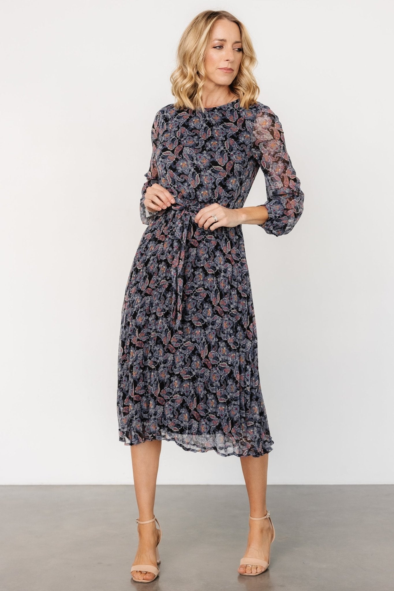 Laurie Midi Dress | Black Print Free Shipping 2025