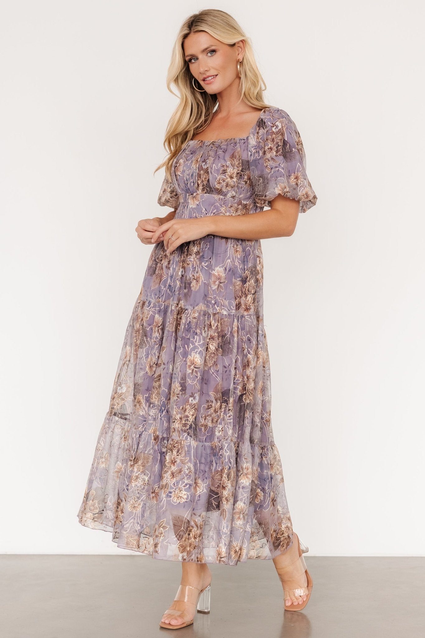 Annabeth Midi Dress | Lavender Floral Outlet Low Pice Fee Shipping