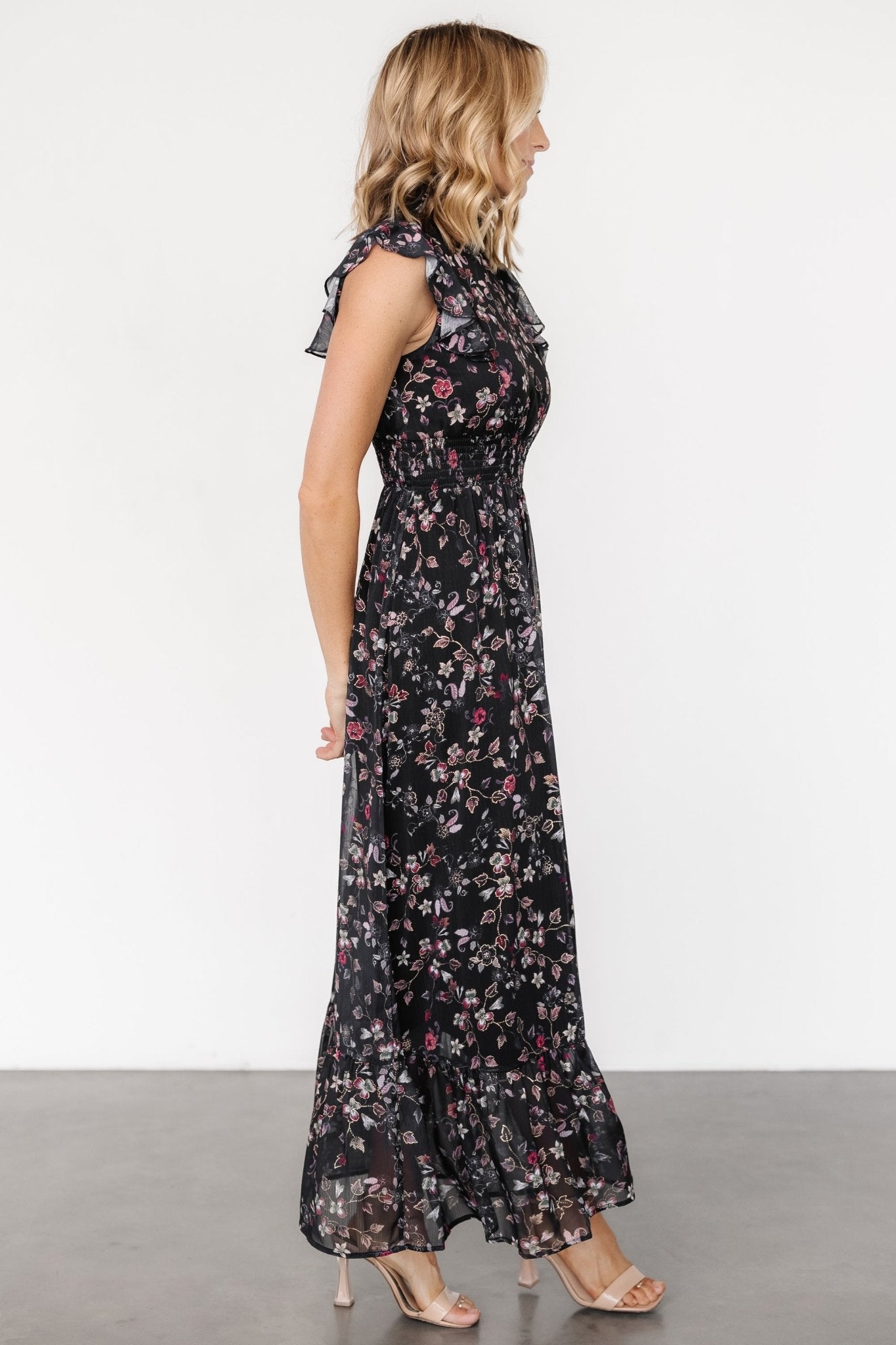 Kearny Ruffle Maxi Dress | Midnight + Gold Multi Free Shipping Visit