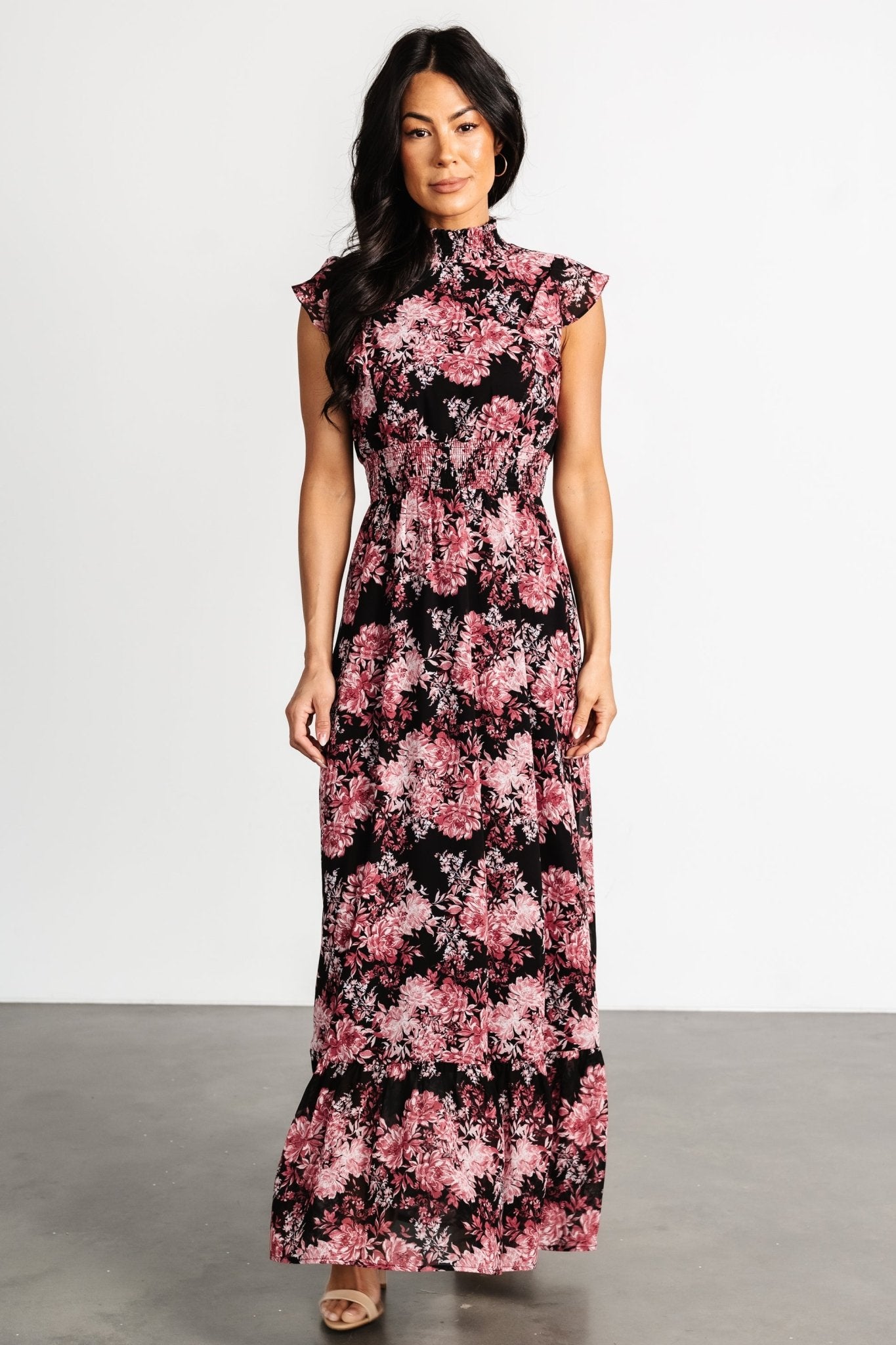 Kearny Ruffle Maxi Dress | Black + Mauve Free Shipping Finishline