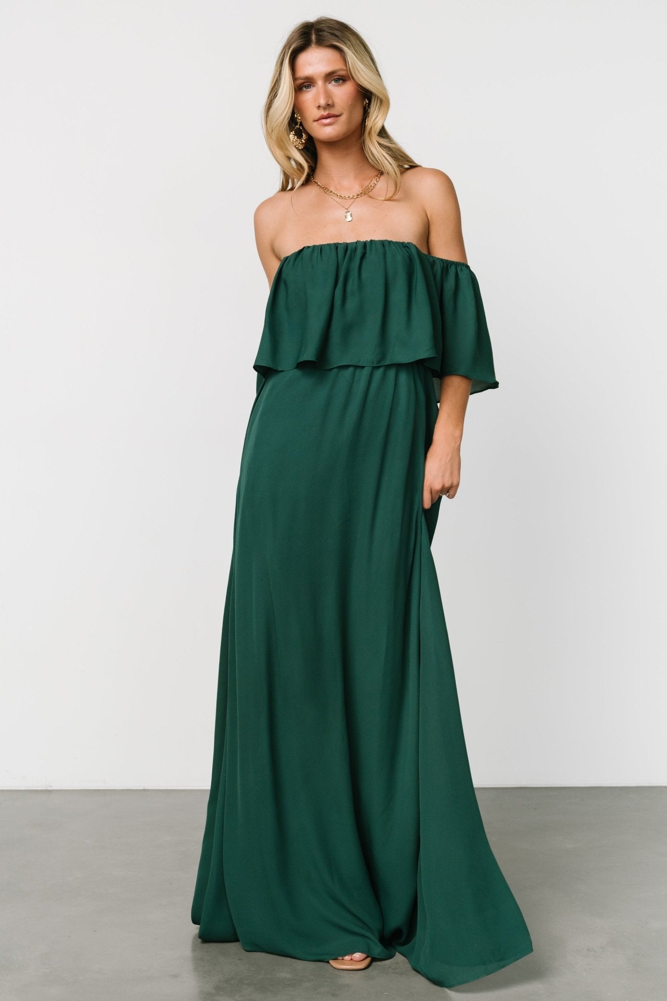 Diana Off Shoulder Maxi Dress | Emerald Footlocker For Sale