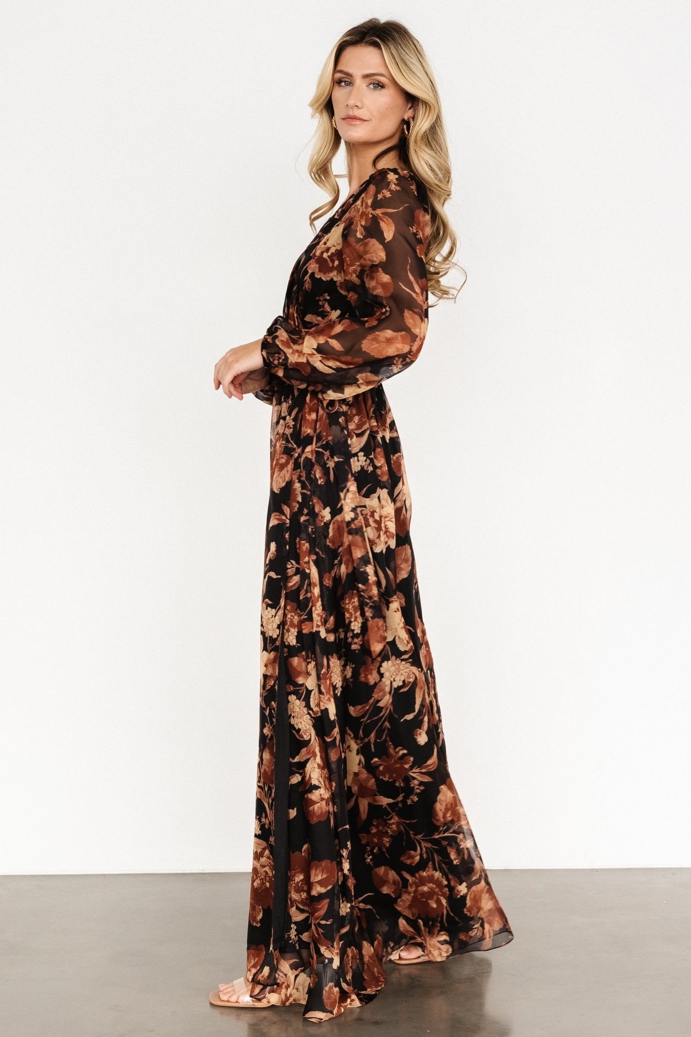 Maura Wrap Maxi Dress | Black Print Free Shipping Outlet