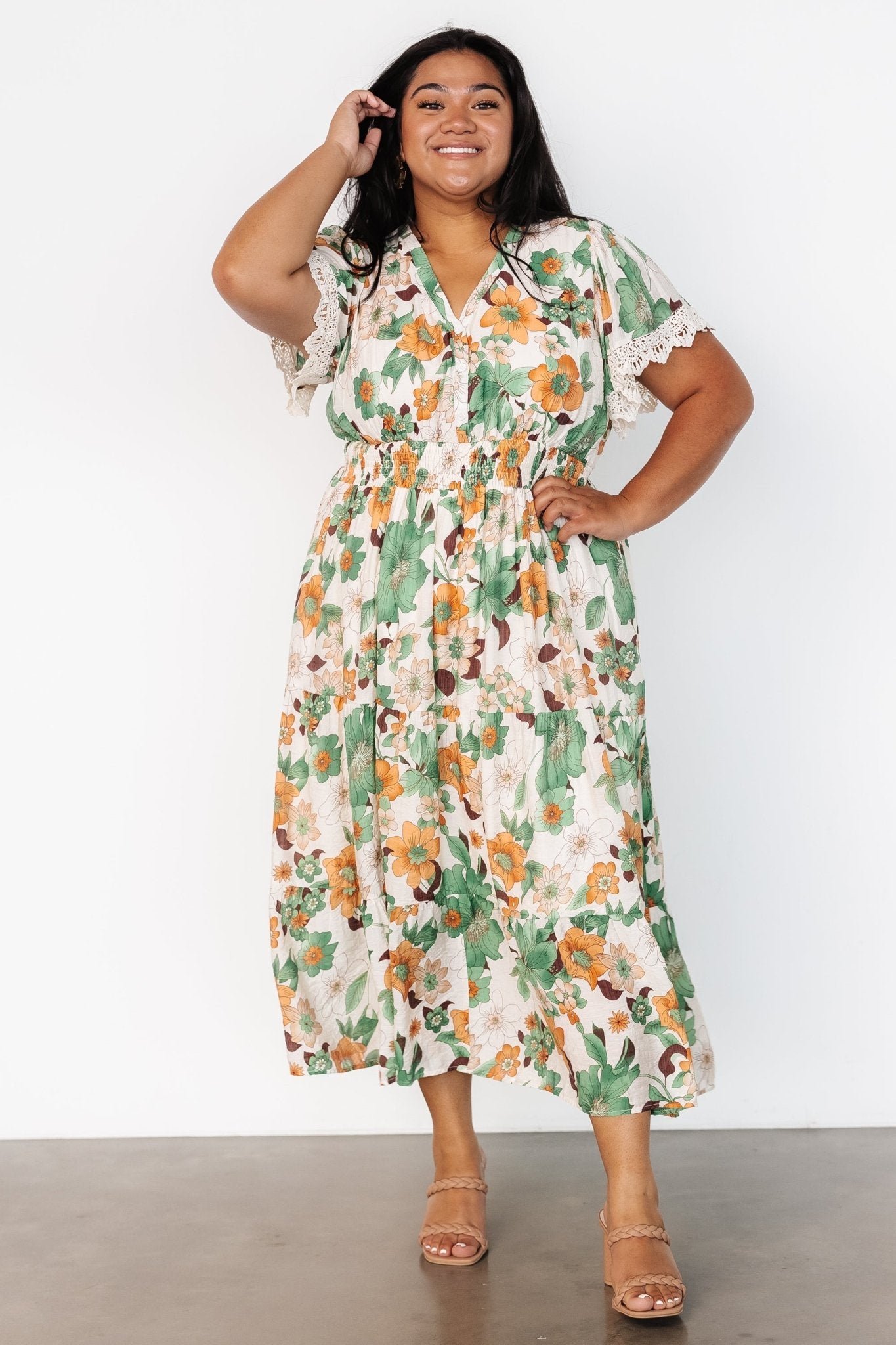 Aliyah Midi Dress | Green Floral Buy Cheap Perfect