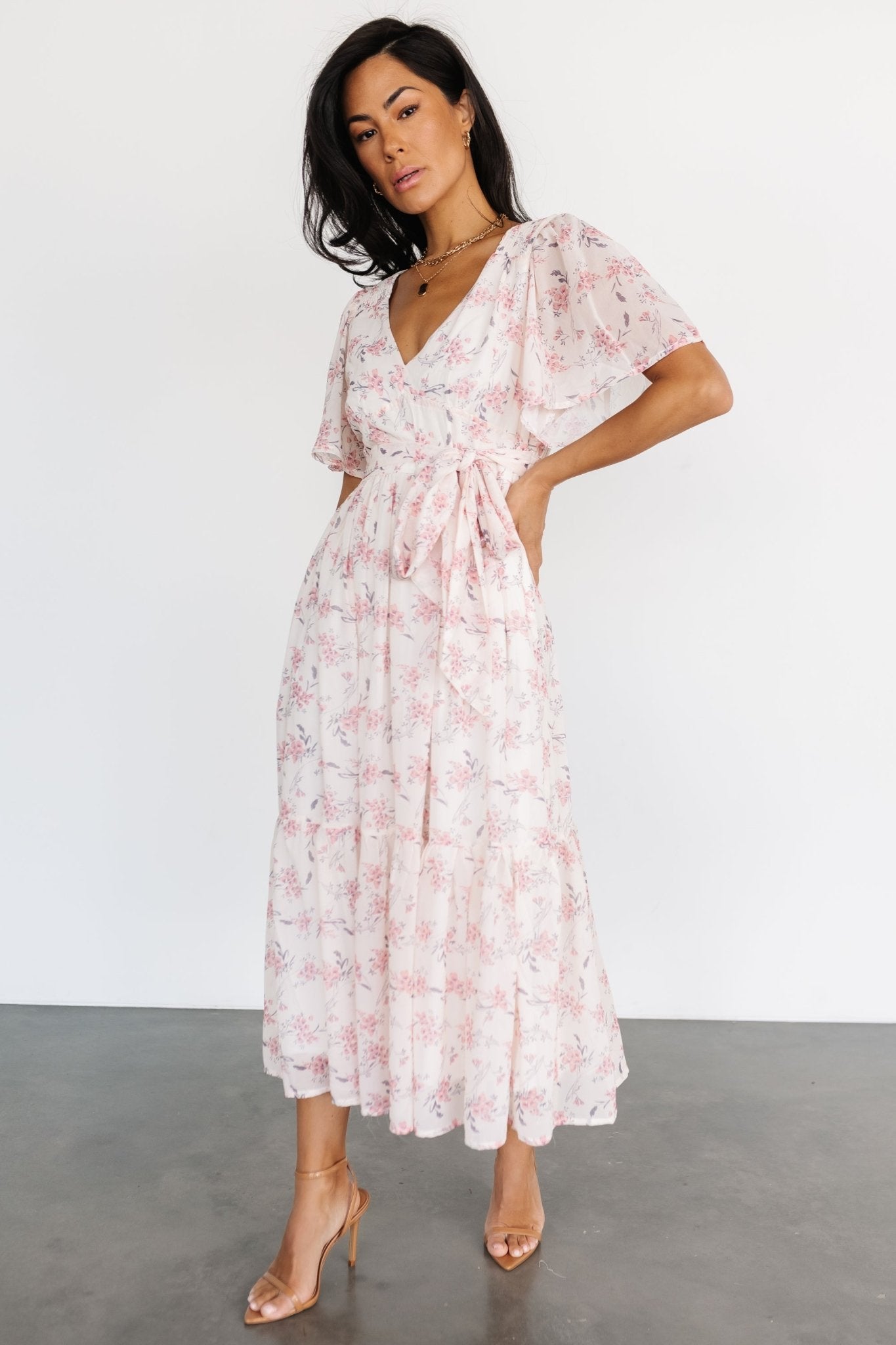 Iris Midi Dress | Blush Floral Cheapest Pice