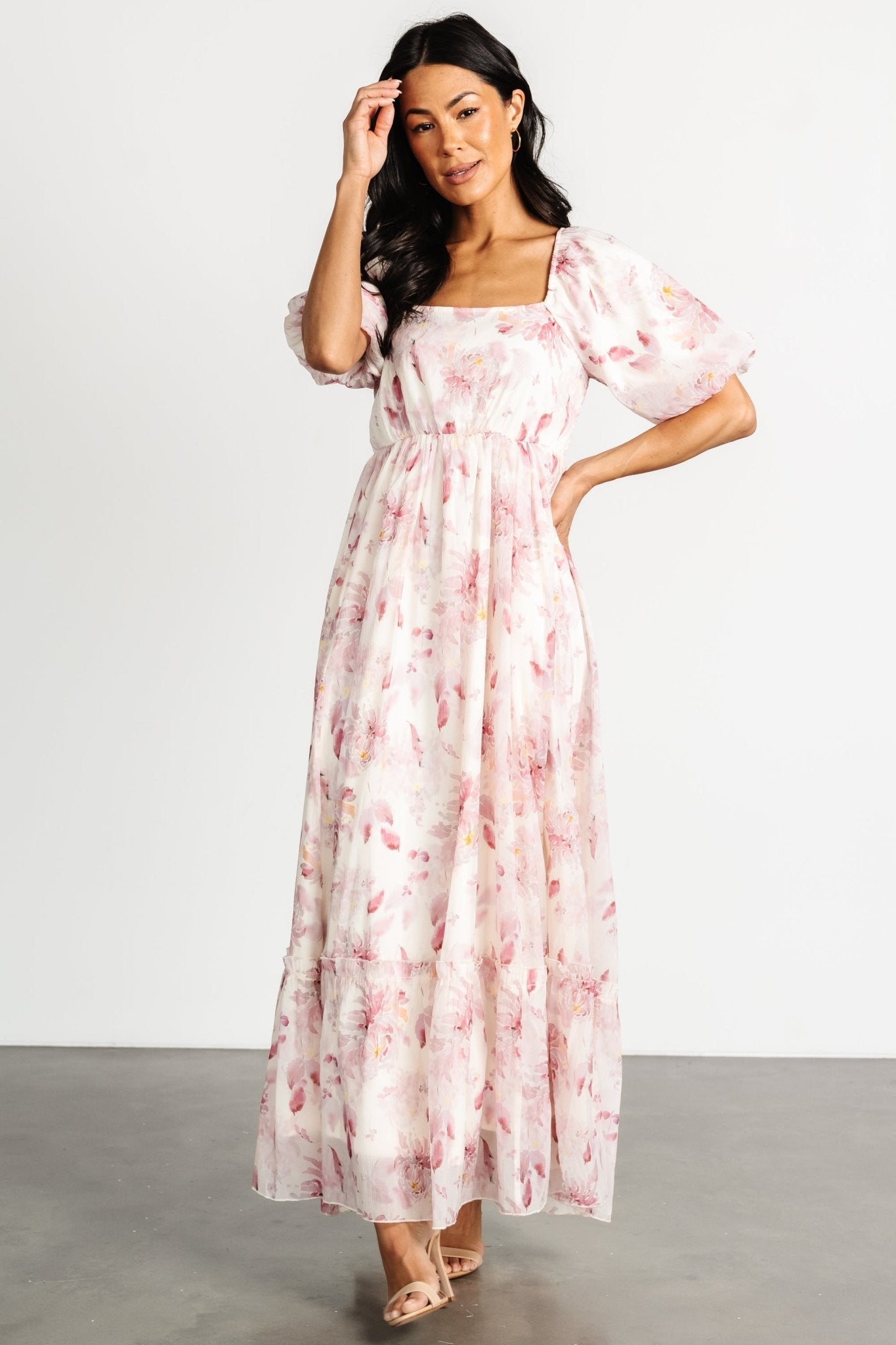 Dalia Maxi Dress | Ivory + Mauve Floral 2025 New