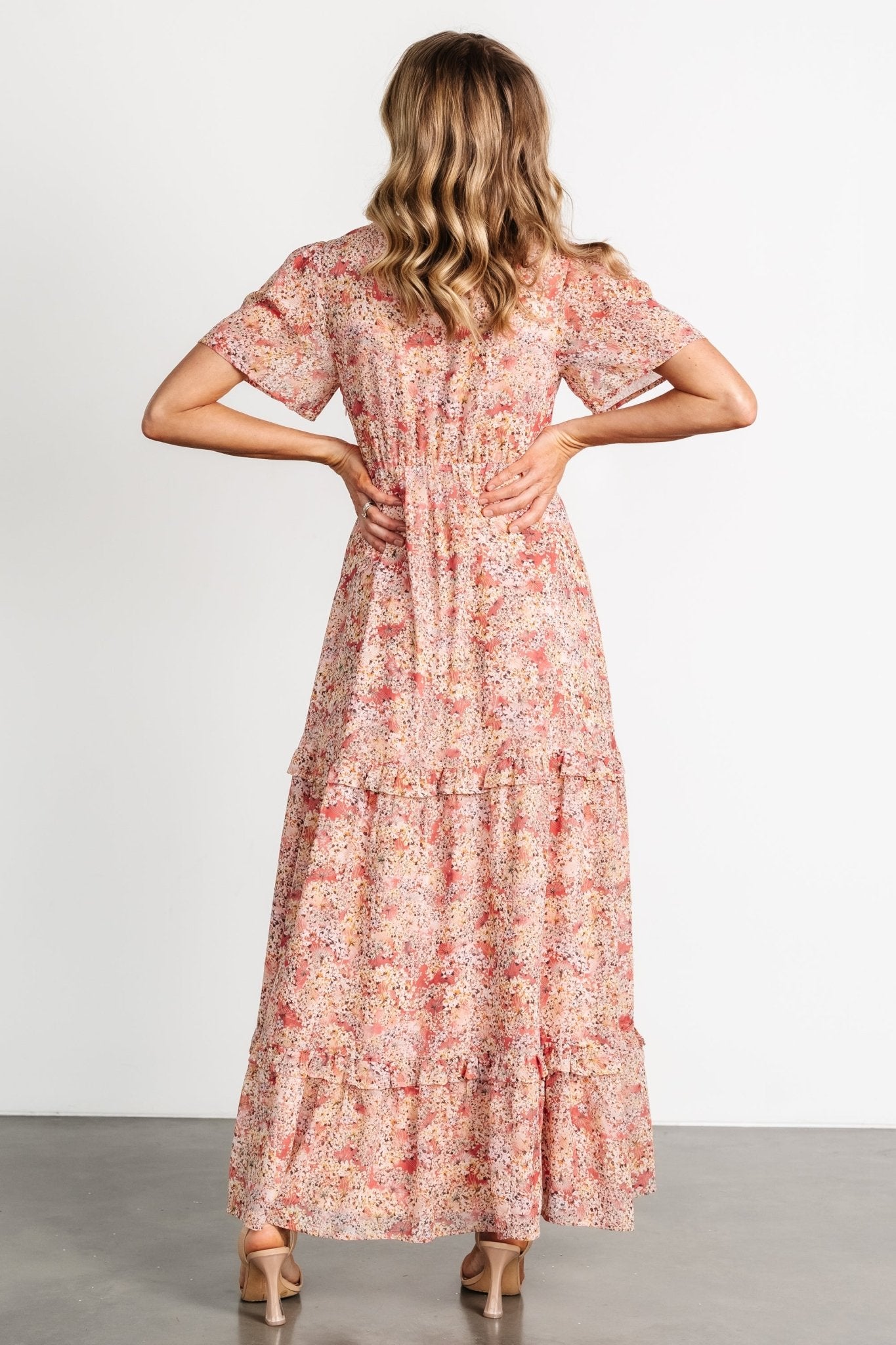 Audrey Deep V Maxi Dress | Blush Floral Cheap Sale With Mastercard