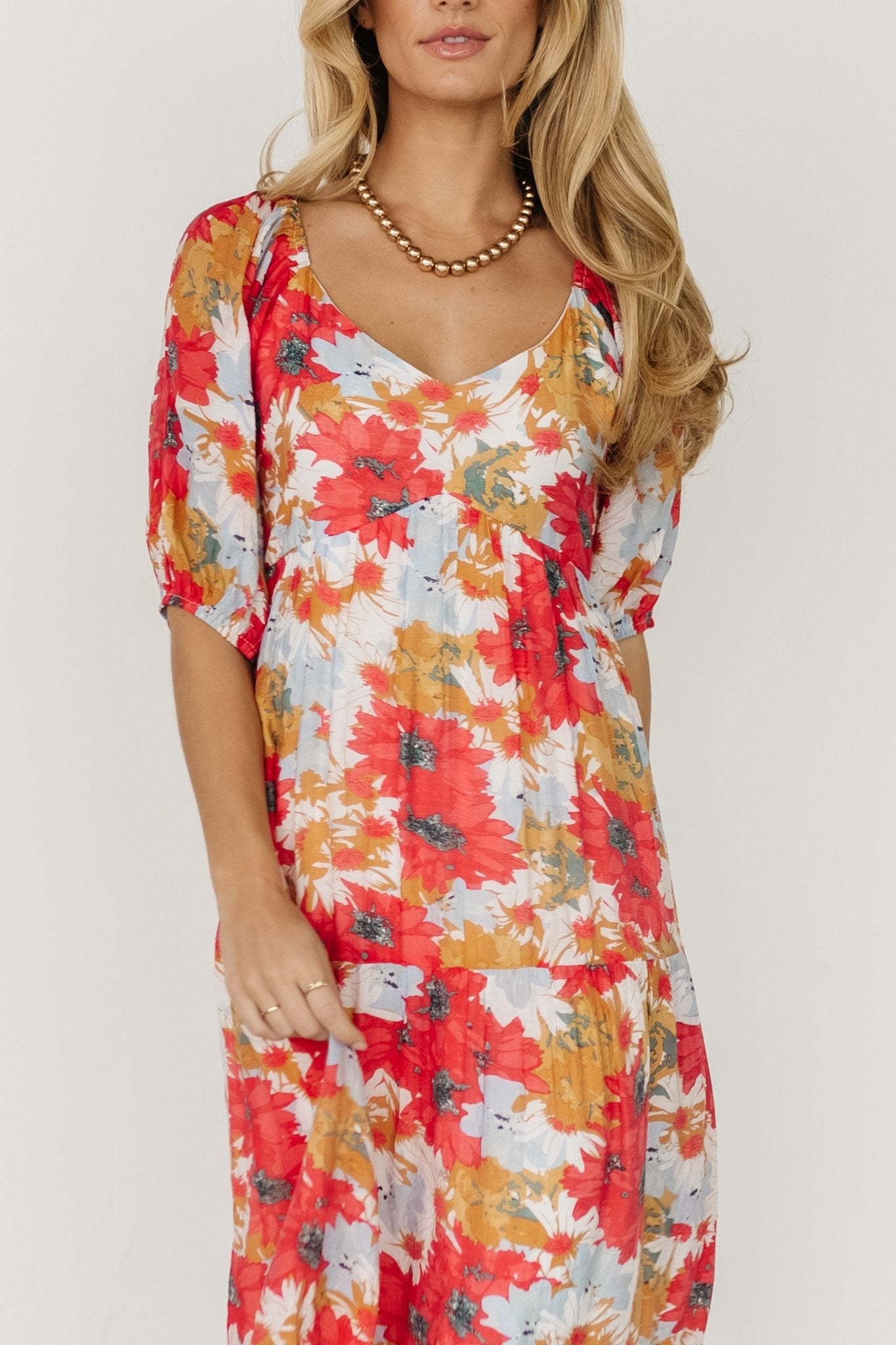 Denton Midi Dress | Red Multi Get To Buy