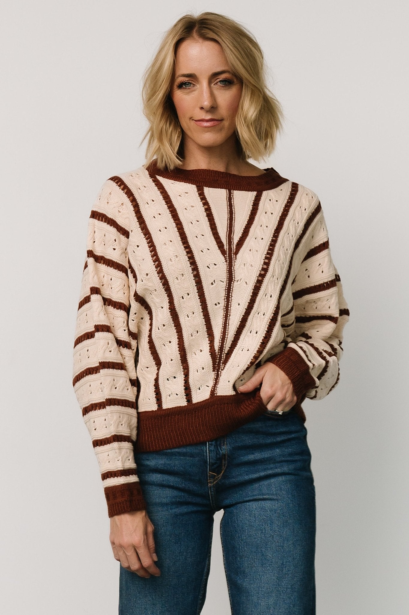 Paola Pointelle Sweater | Cream + Copper Wholesale Pice For Sale