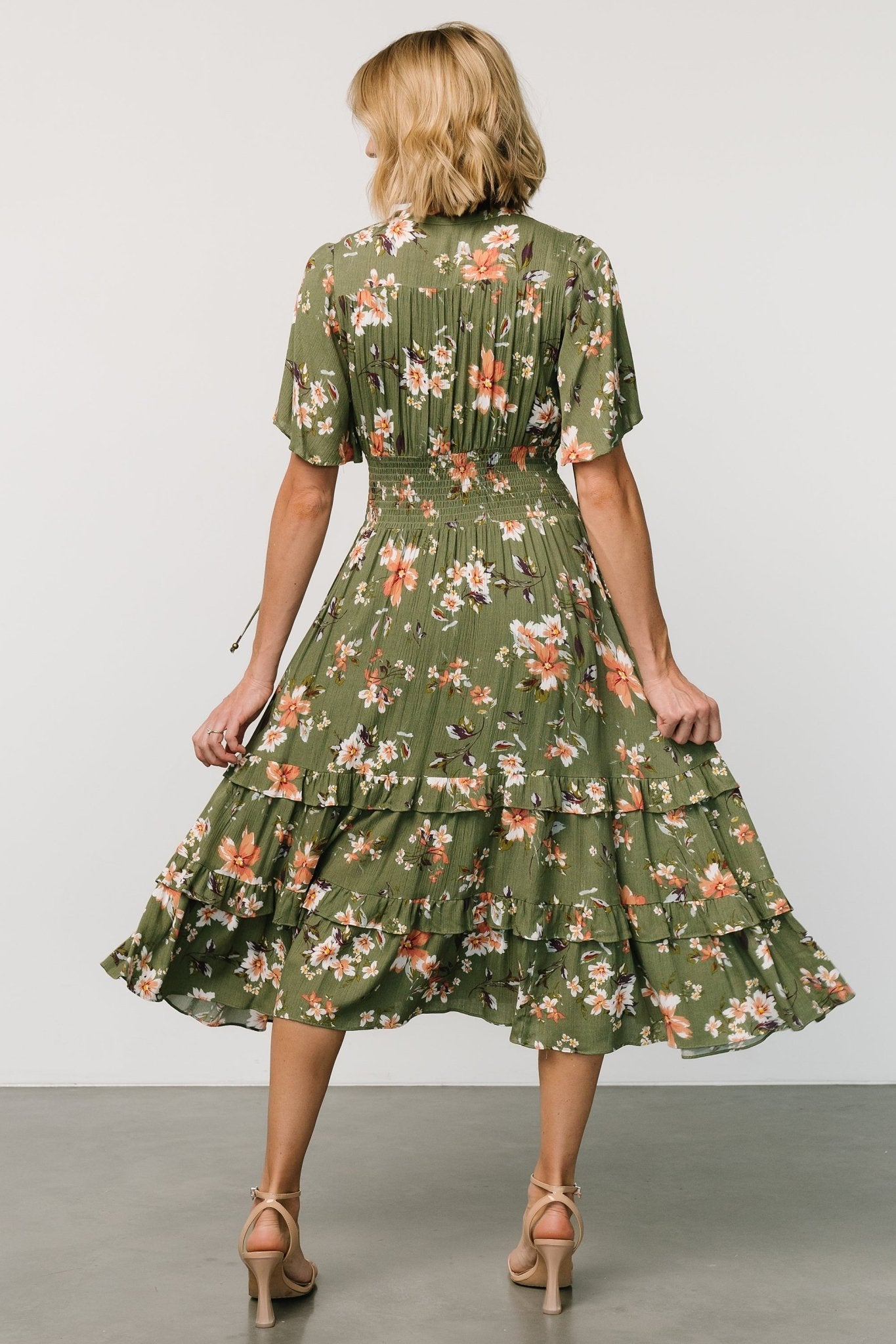 Spell Boho Midi Dress | Olive Floral Top Quality Online