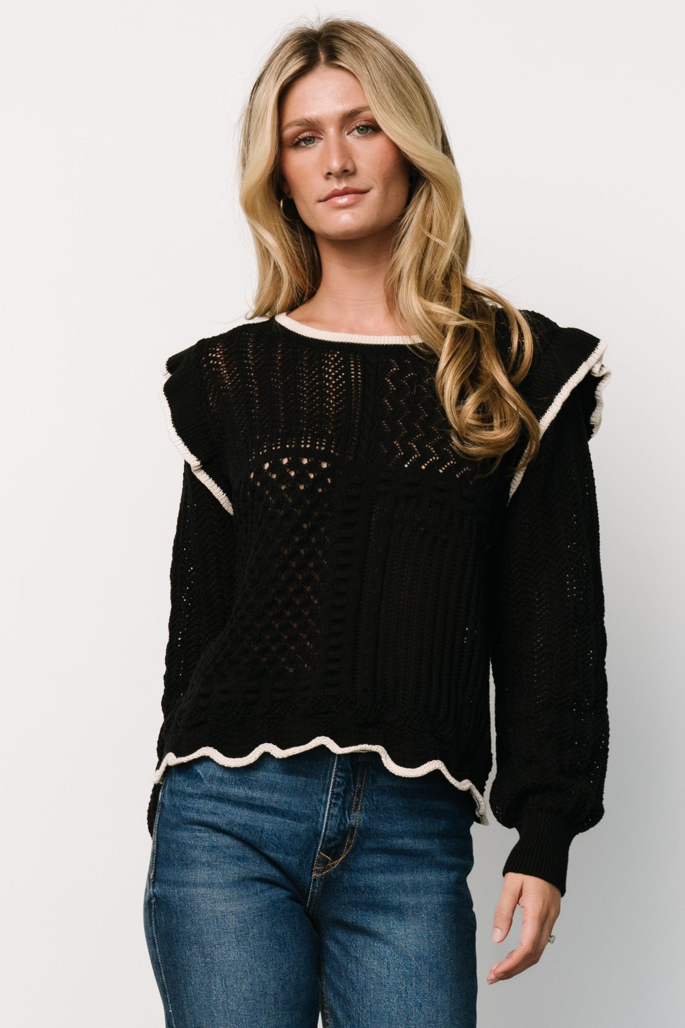 Oleya Knit Sweater Top | Black Outlet Shop