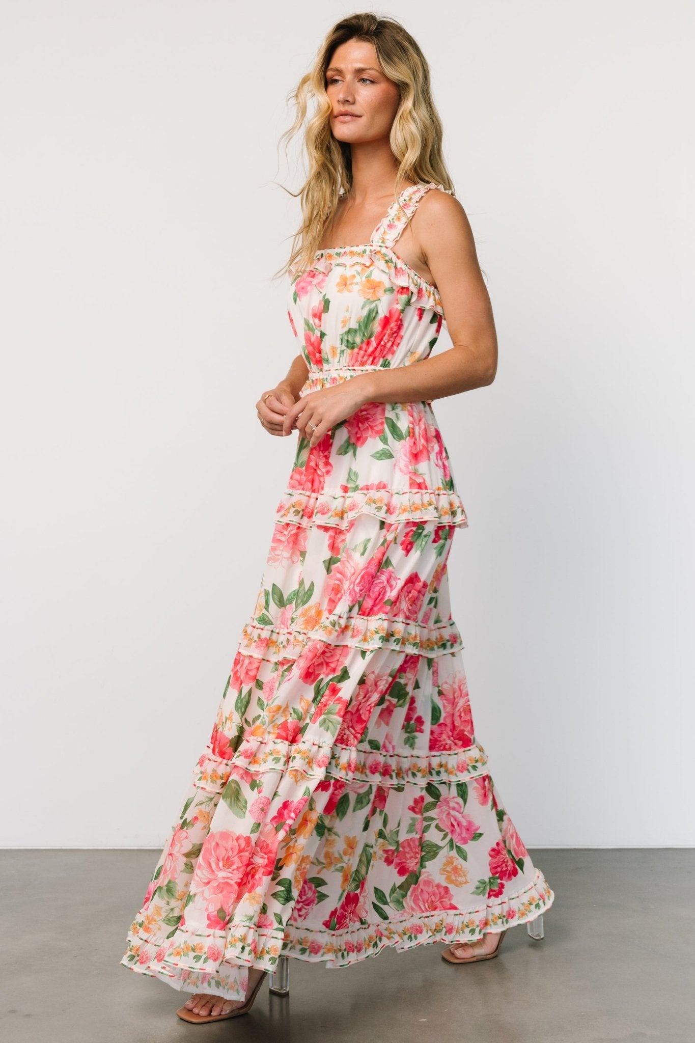 Julieta Tiered Maxi Dress | Off White Floral Quality Original