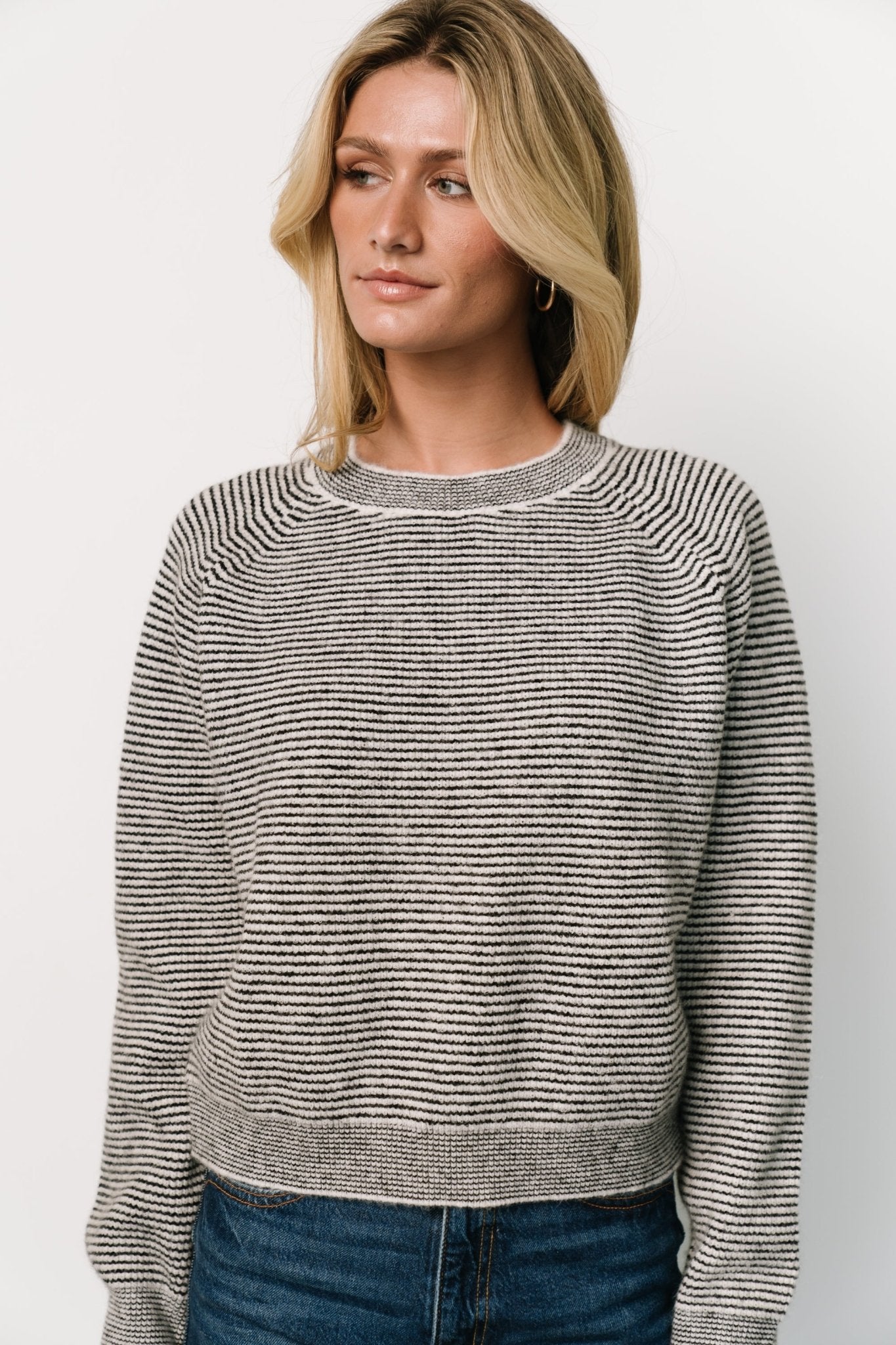 Zadie Striped Sweater | Ivory + Black Buy Cheap Latest