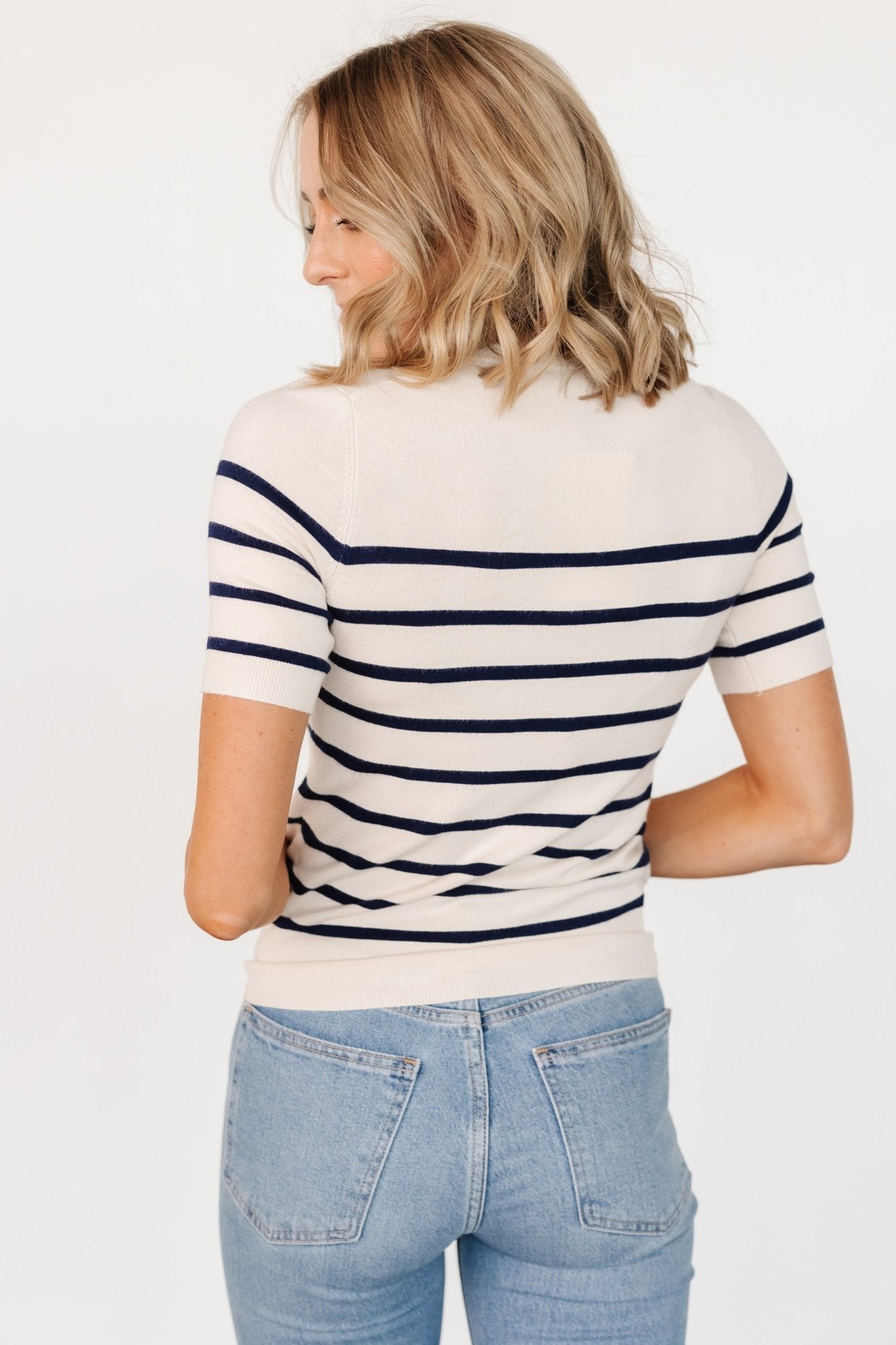 Alyson Knit Top | Ivory + Navy Discount Latest