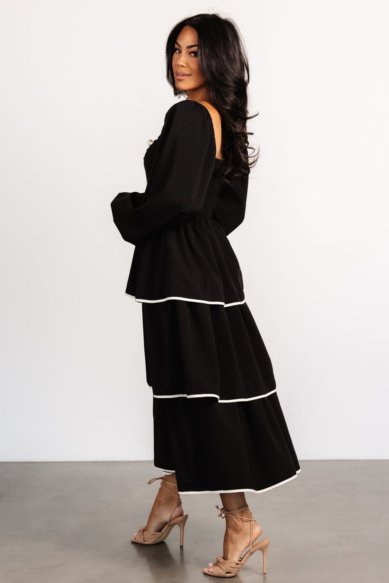 Barcelona Tiered Dress | Black Free Shipping For Nice