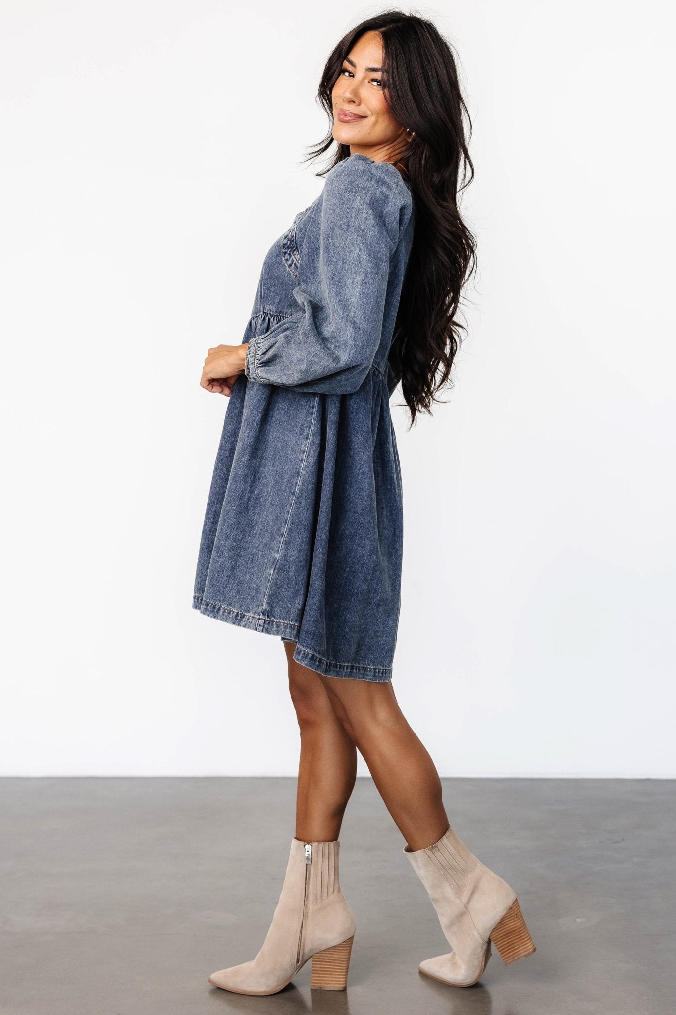 Gretchen Denim Short Dress | Blue Discount Collections