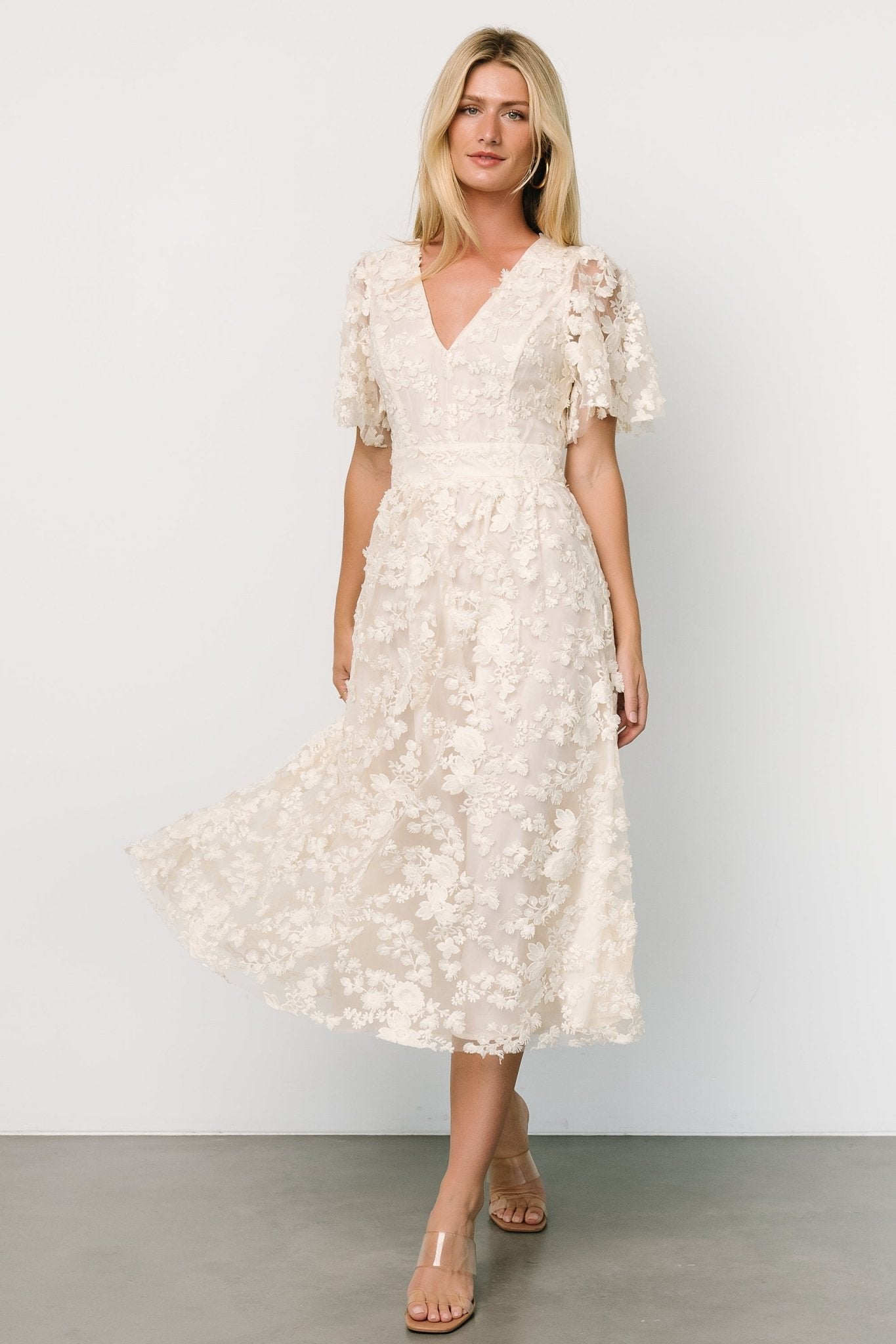 Sadie Embroidered Midi Dress | Vintage Cream Shop Offer For Sale