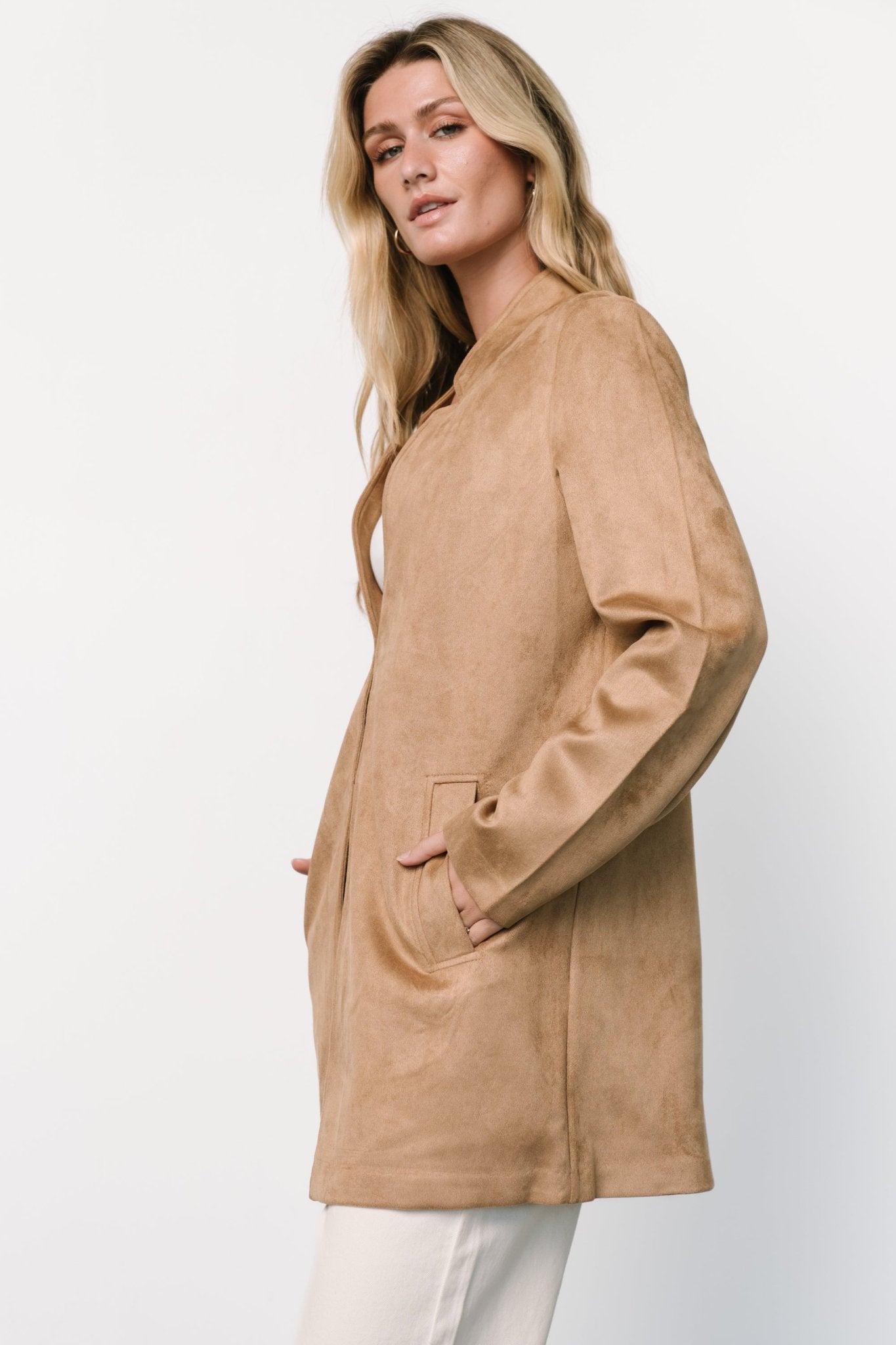 Queenie Faux Suede Jacket | Camel From China For Sale