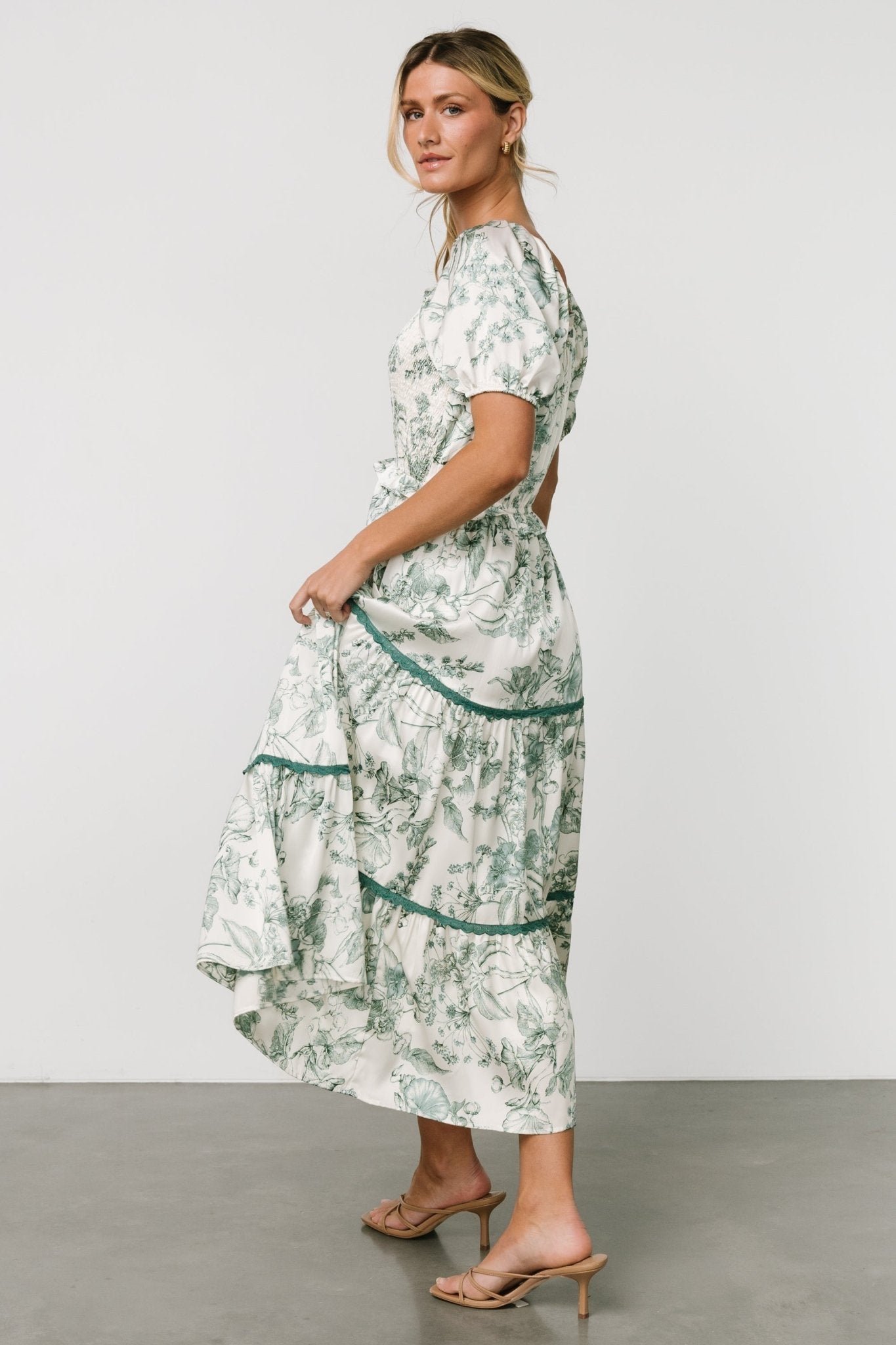 Ruthie Tiered Midi Dress | Green Print Cheap Sale Looking For