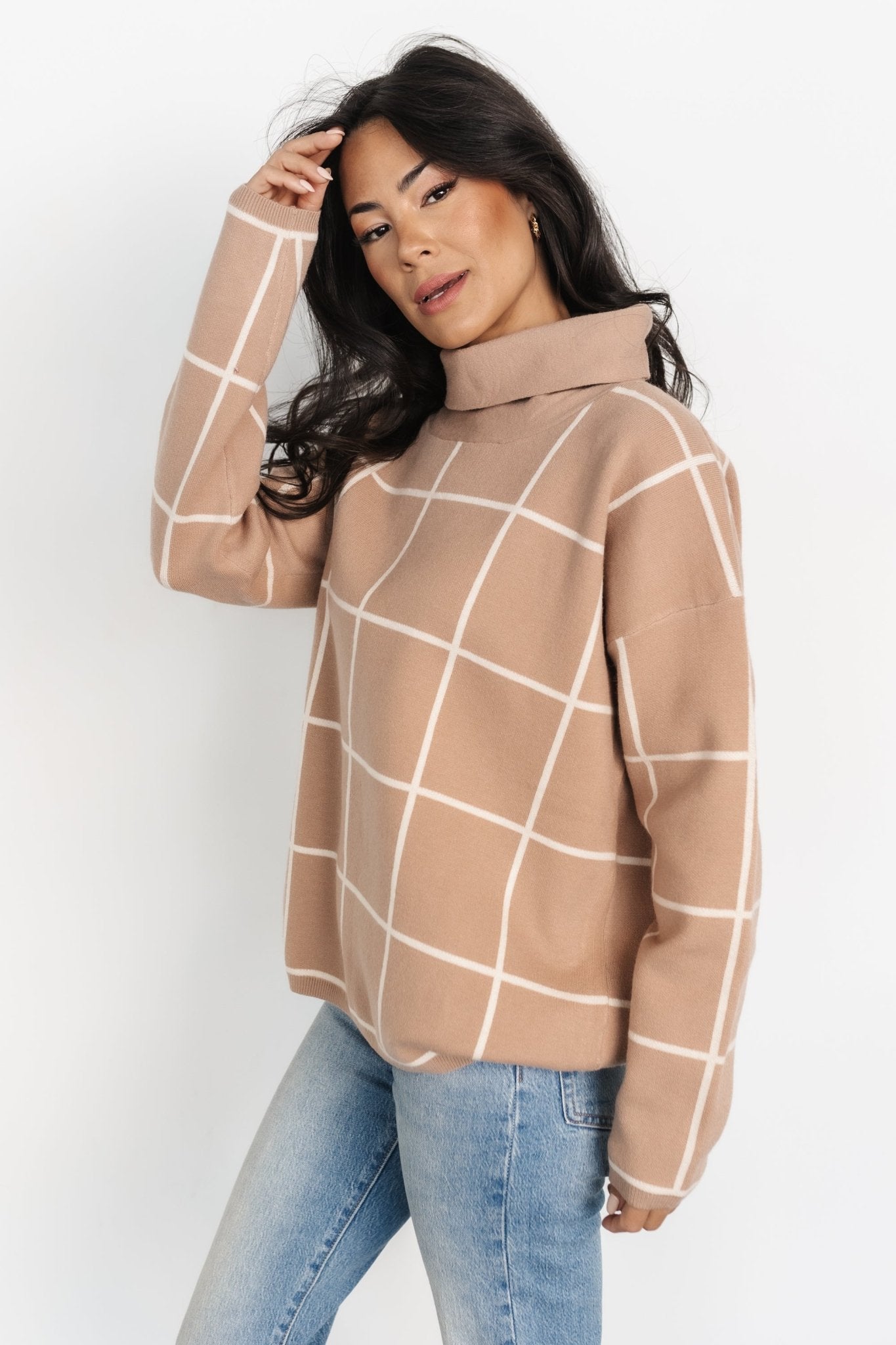 Tahoe Turtleneck Sweater | Taupe + Cream Cheap Best Sale