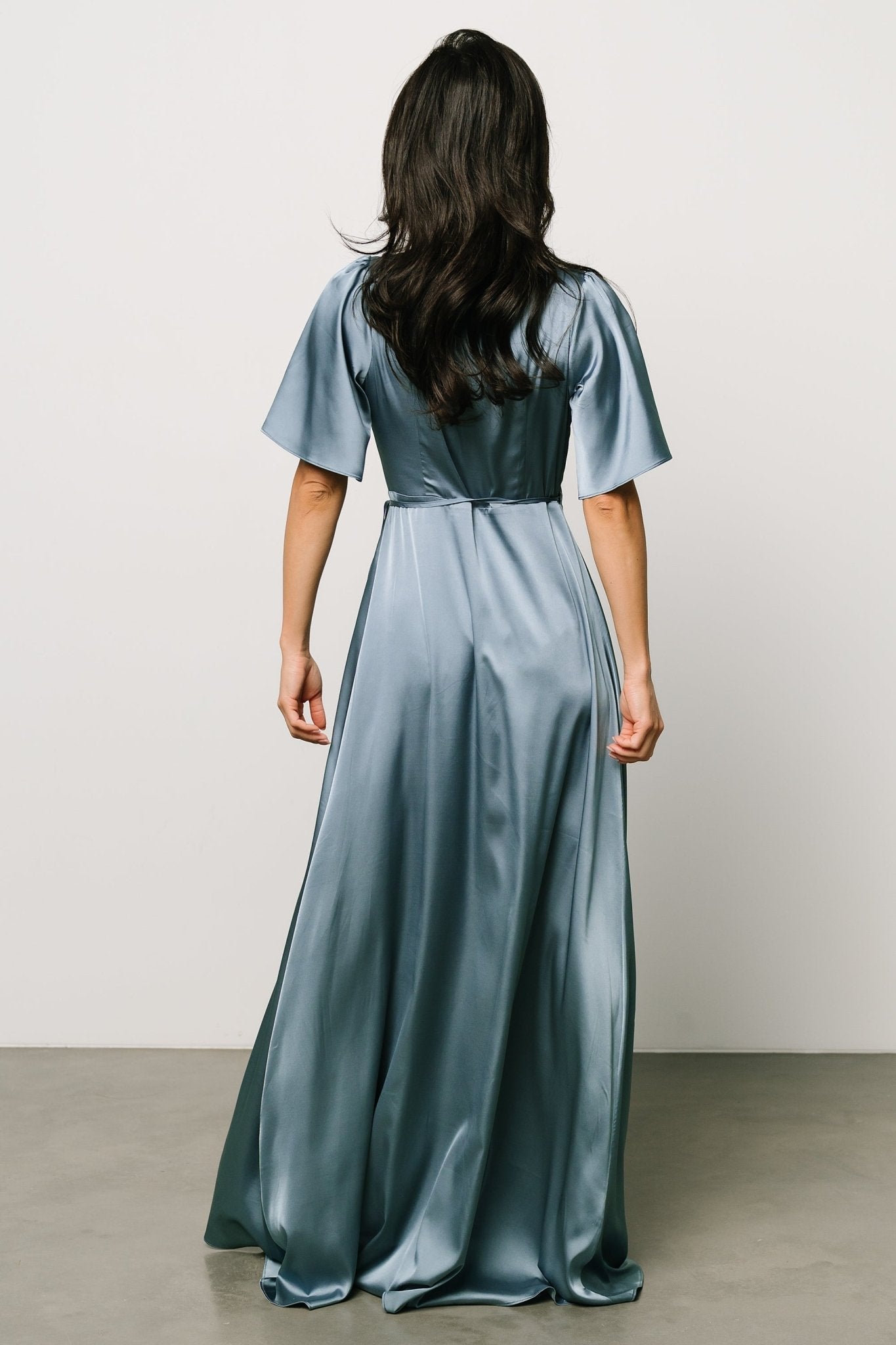 Vara Satin Maxi Wrap Dress | Dusty Blue Deals Cheap Pice