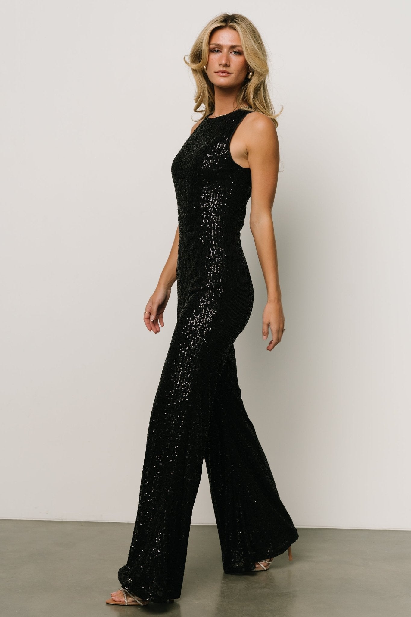 Hillary Sequin Jumpsuit | Black Free Shipping Cheap